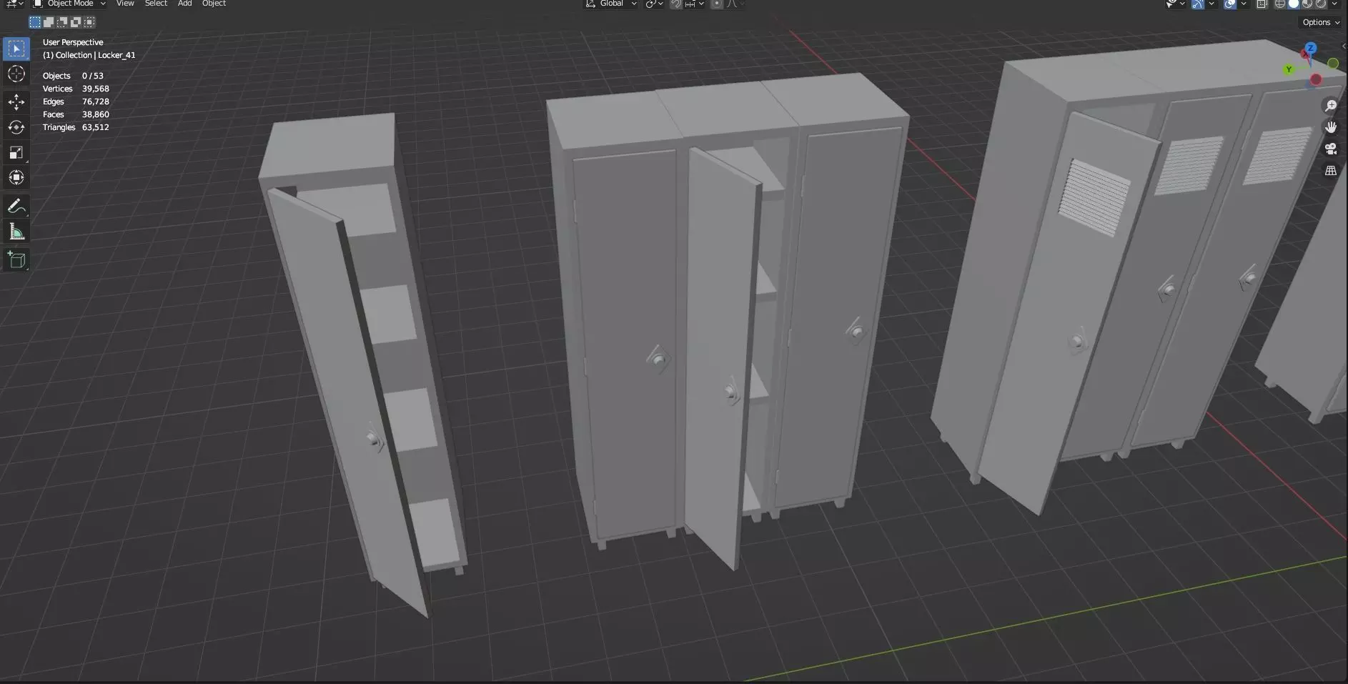 Lockers And Storage Rack Pack - 1 - 10 Props - Untextured Low-poly 3D model_39