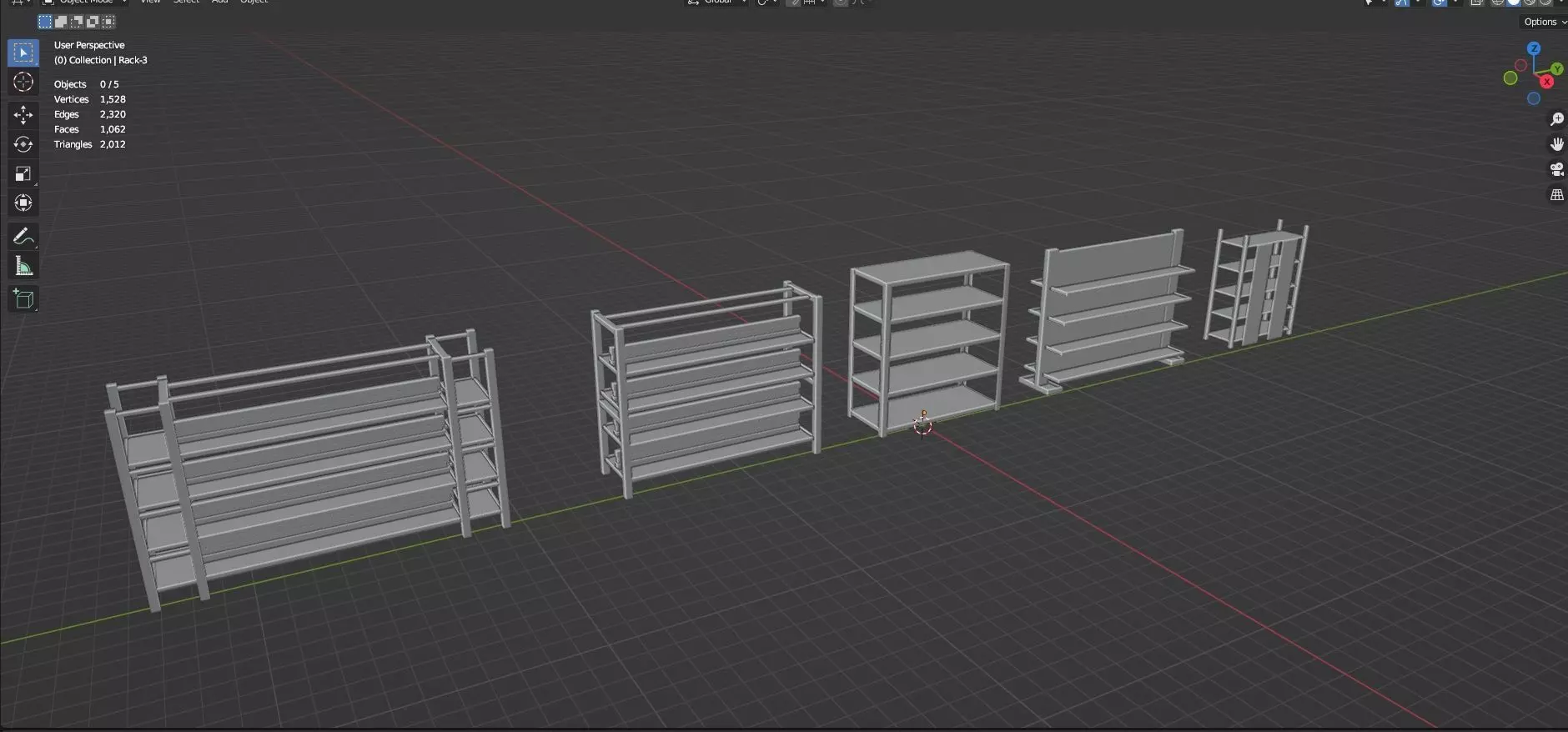 Lockers And Storage Rack Pack - 1 - 10 Props - Untextured Low-poly 3D model_47