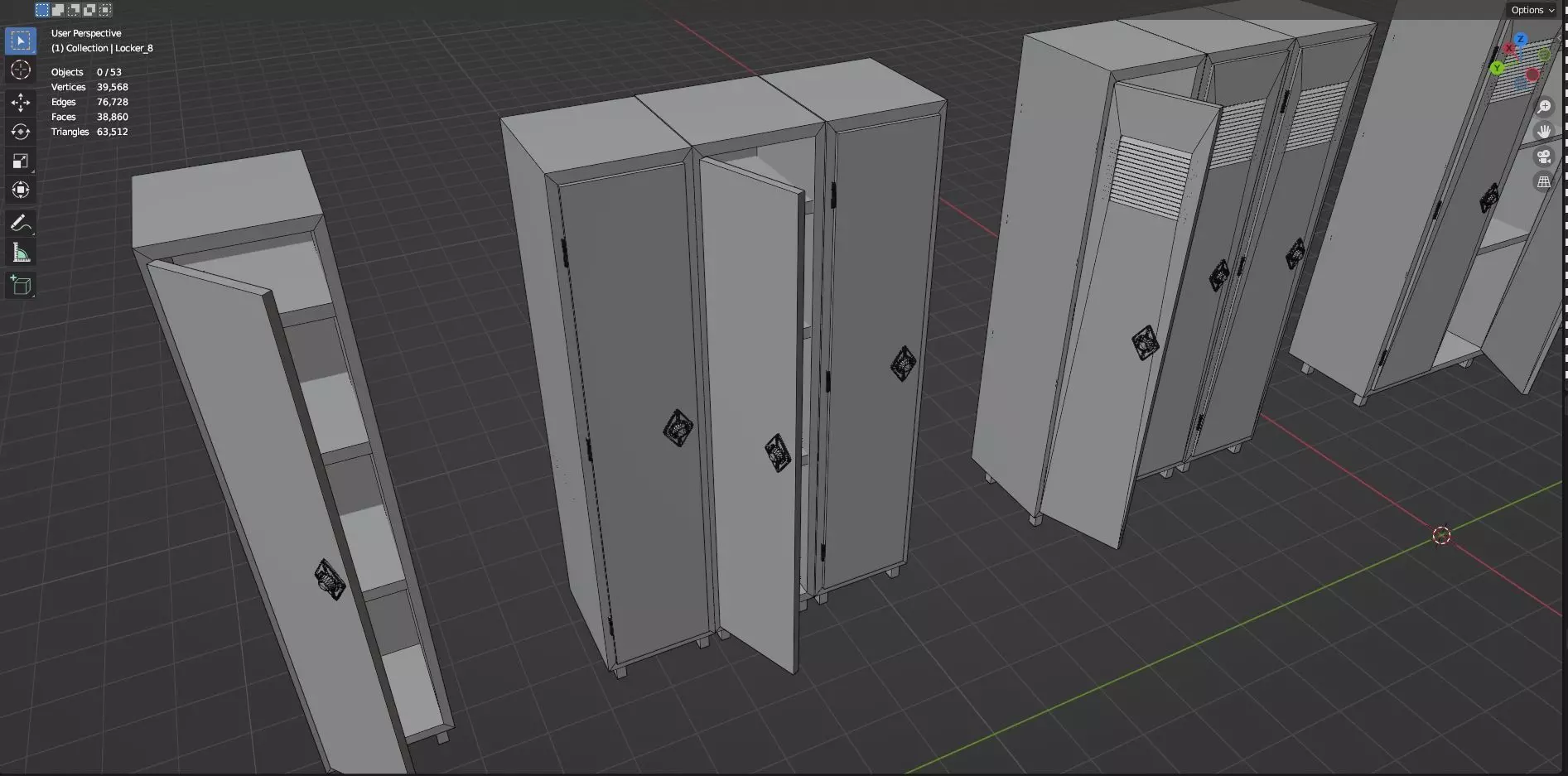 Lockers And Storage Rack Pack - 1 - 10 Props - Untextured Low-poly 3D model_16