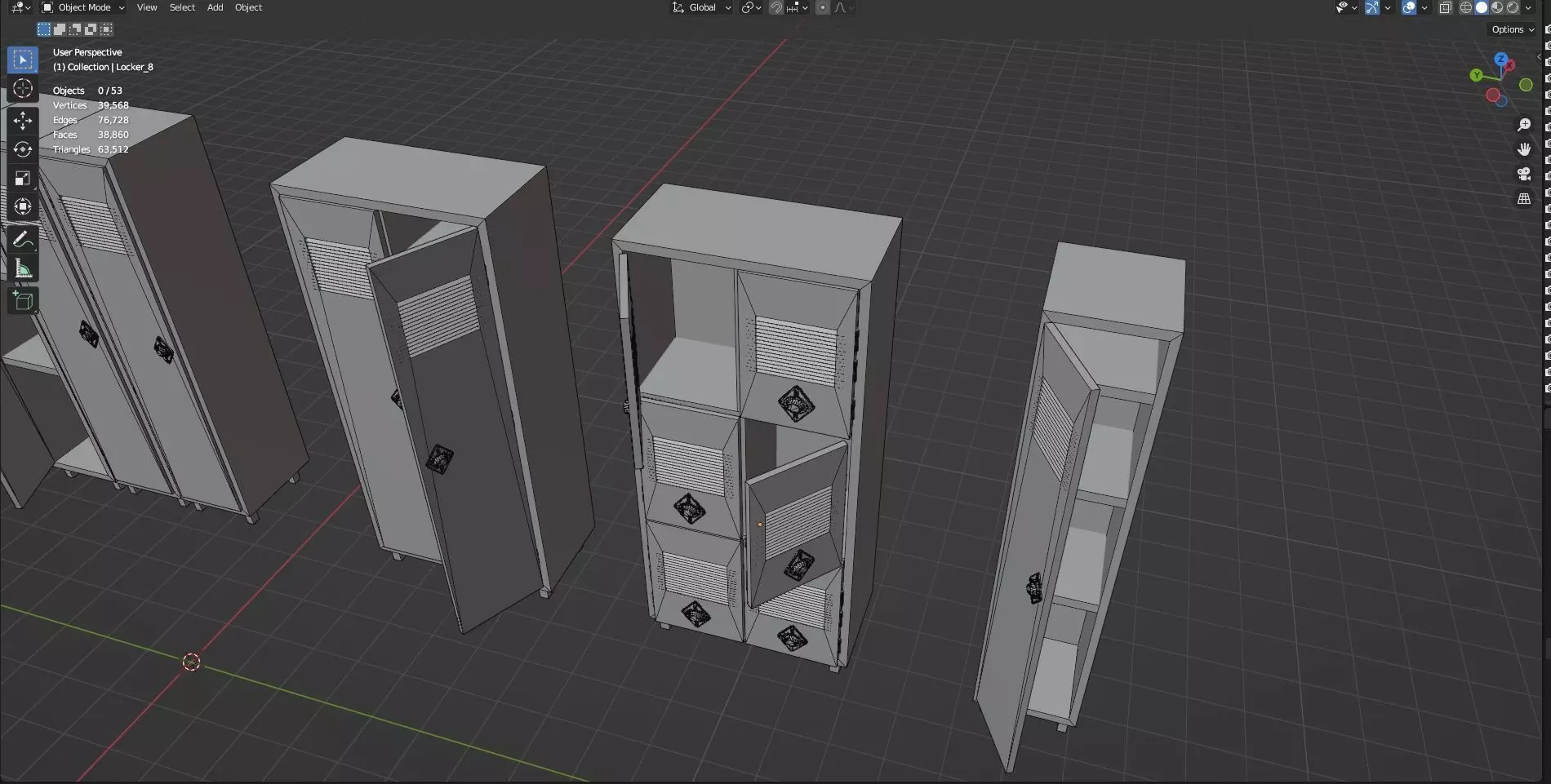Lockers And Storage Rack Pack - 1 - 10 Props - Untextured Low-poly 3D model_14