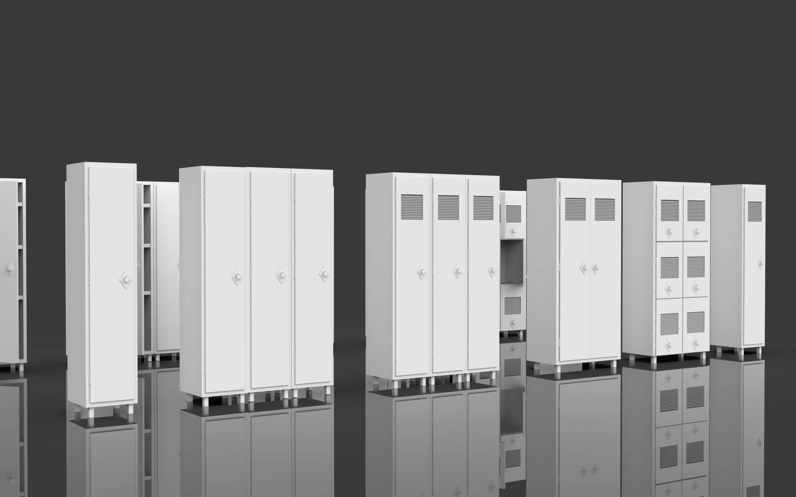 Lockers And Storage Rack Pack - 1 - 10 Props - Untextured Low-poly 3D model_12
