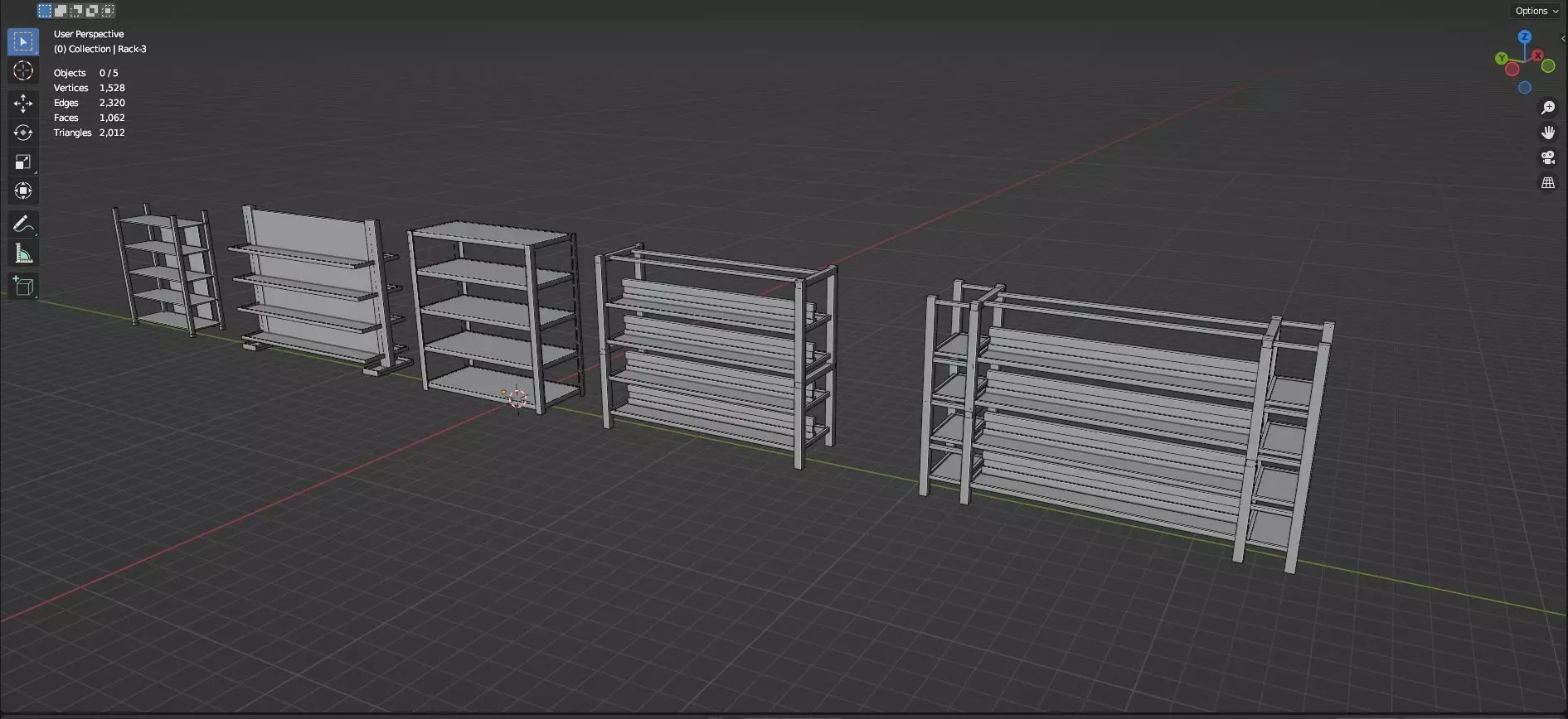Lockers And Storage Rack Pack - 1 - 10 Props - Untextured Low-poly 3D model_31