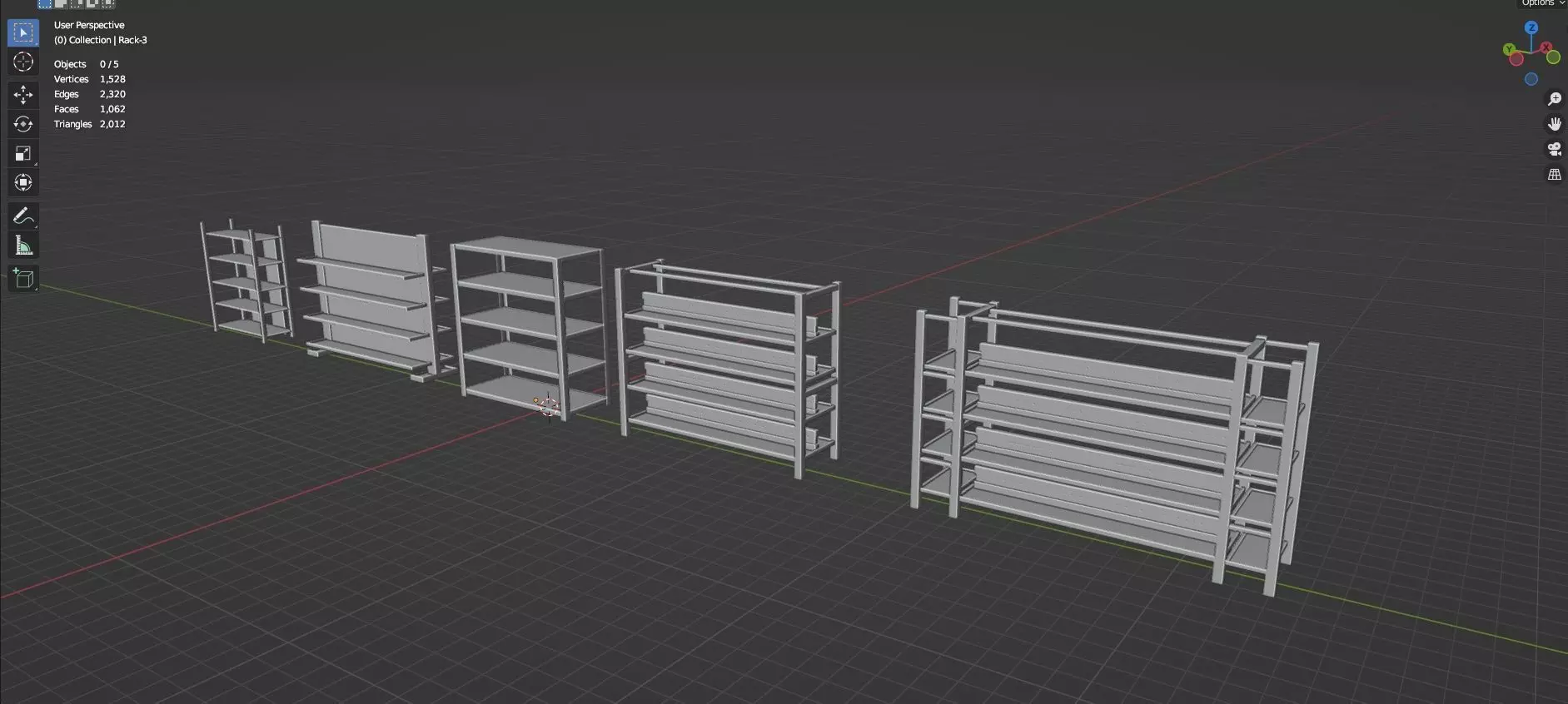 Lockers And Storage Rack Pack - 1 - 10 Props - Untextured Low-poly 3D model_49