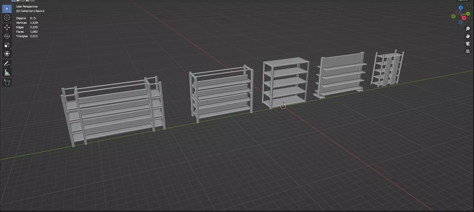 Lockers And Storage Rack Pack - 1 - 10 Props - Untextured Low-poly 3D model_42