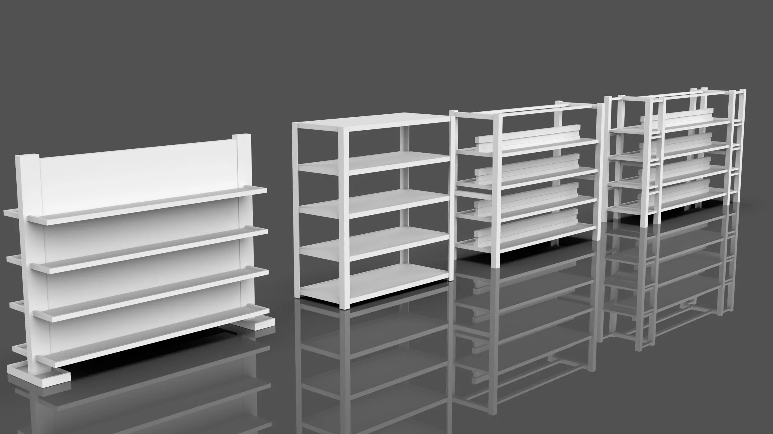 Lockers And Storage Rack Pack - 1 - 10 Props - Untextured Low-poly 3D model_7