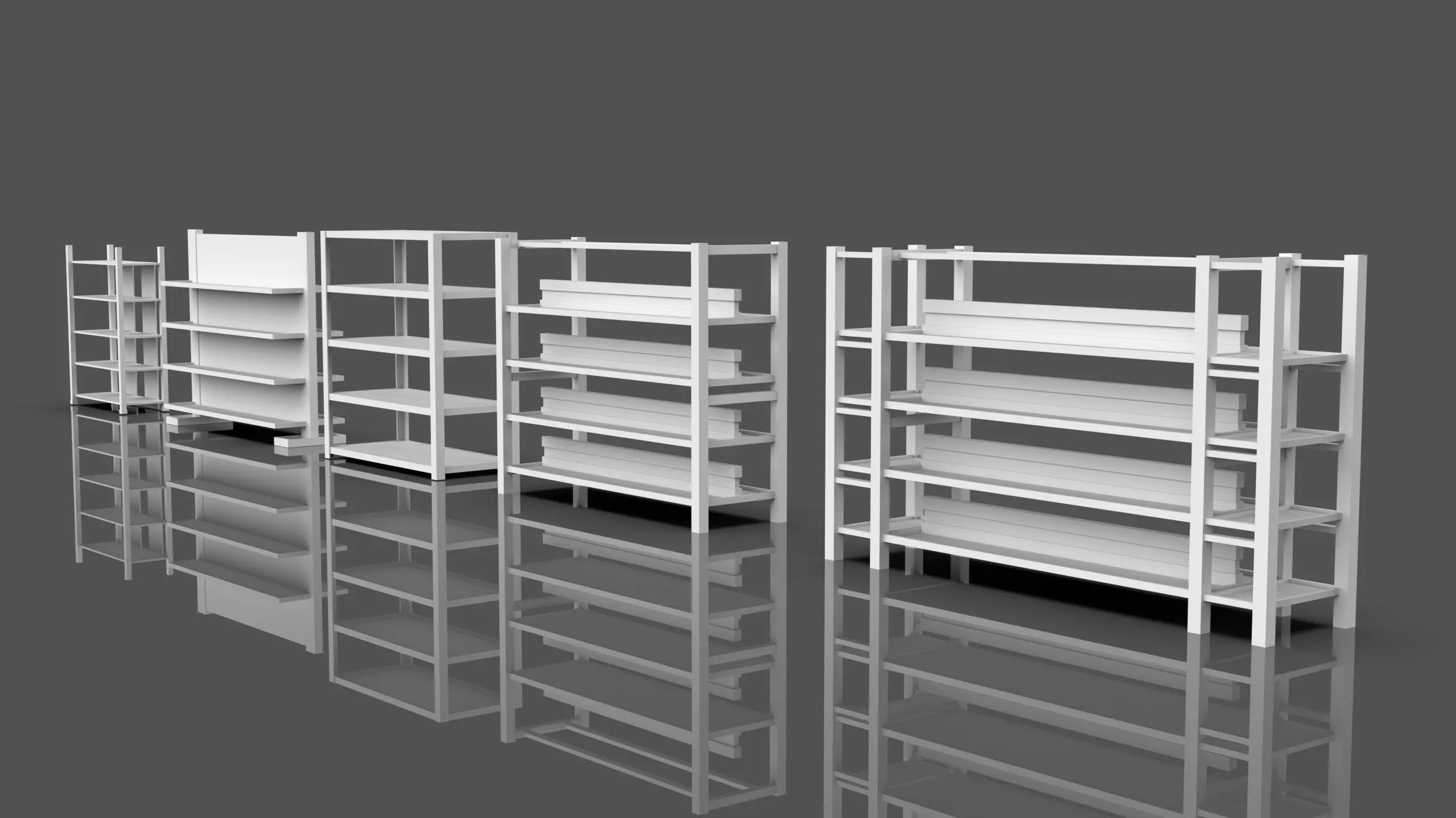 Lockers And Storage Rack Pack - 1 - 10 Props - Untextured Low-poly 3D model_6