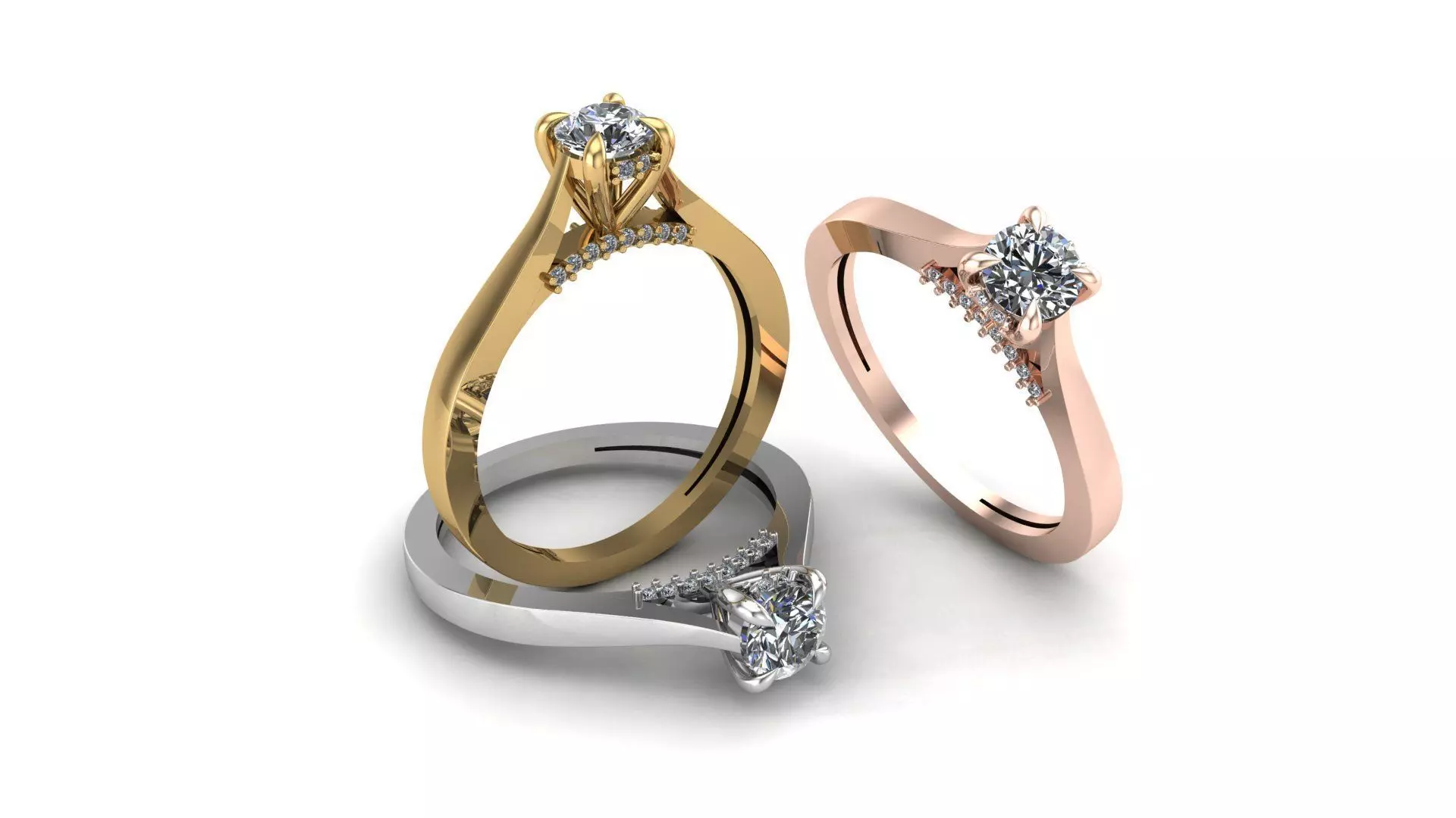 Solitaire ring 3D print model_1