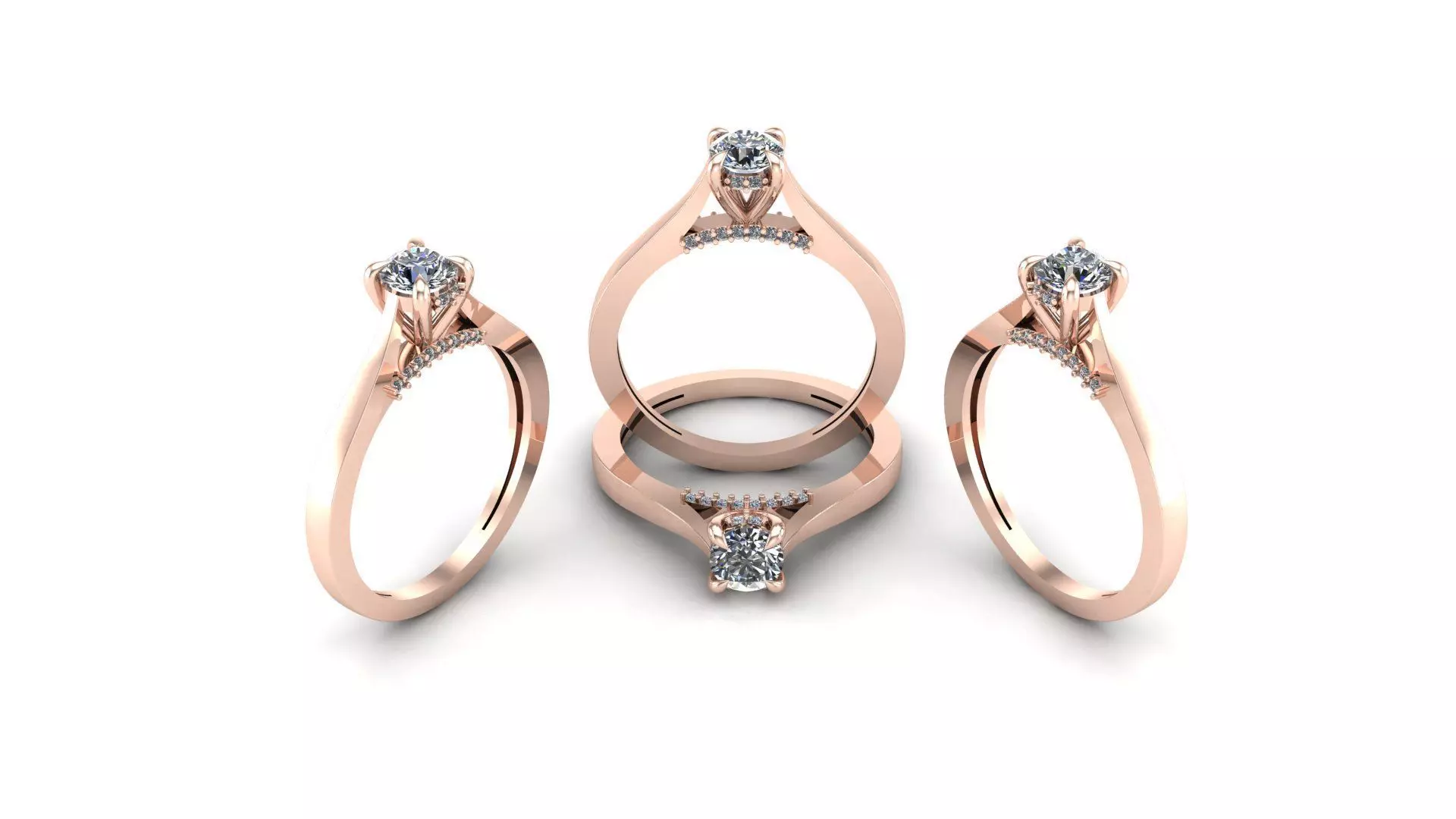 Solitaire ring 3D print model_4