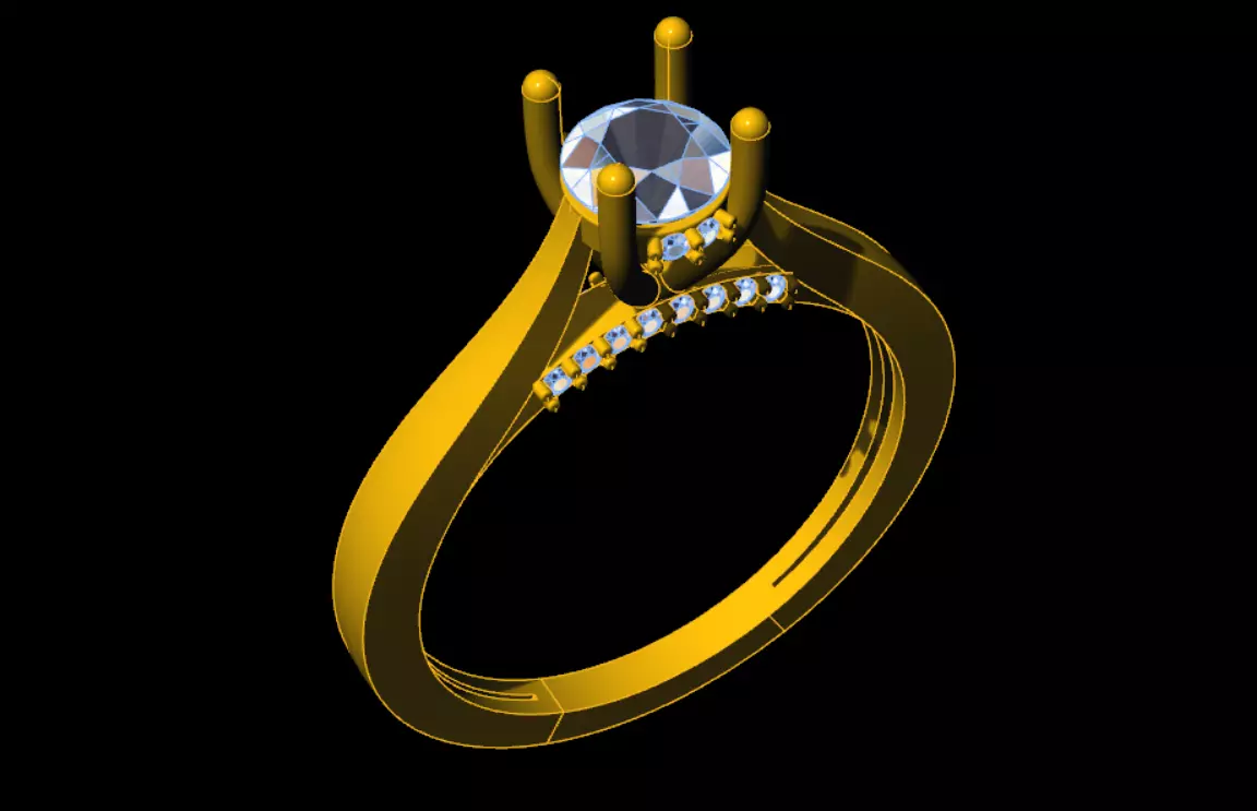 Solitaire ring 3D print model_25