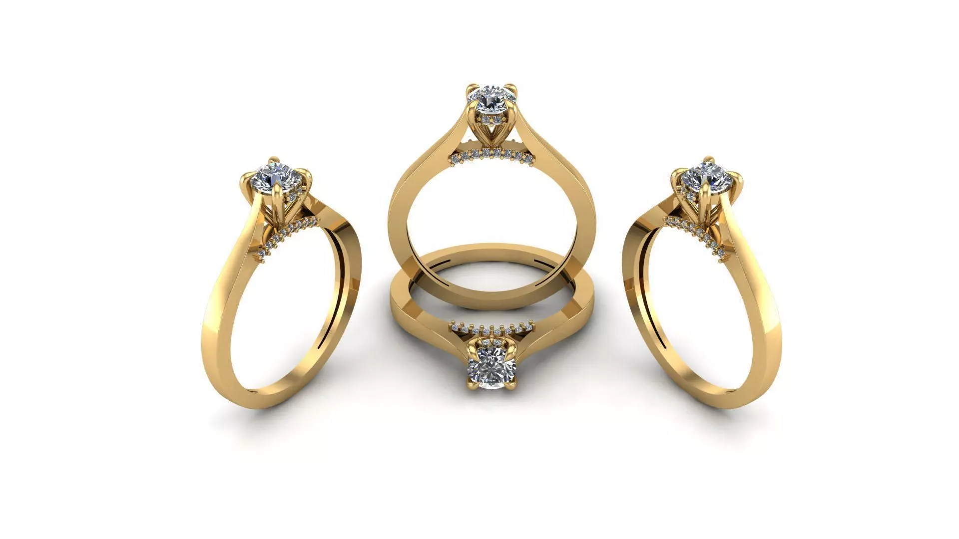 Solitaire ring 3D print model_2