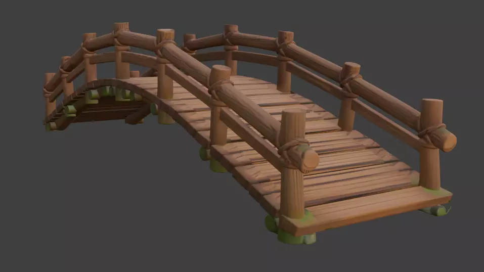 wooden bridge Park bridge Village bridge Forest bridge 3d model 3D model_2