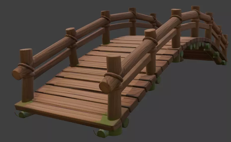 wooden bridge Park bridge Village bridge Forest bridge 3d model 3D model_0