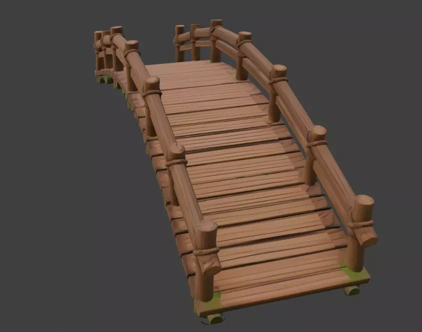 wooden bridge Park bridge Village bridge Forest bridge 3d model 3D model_4