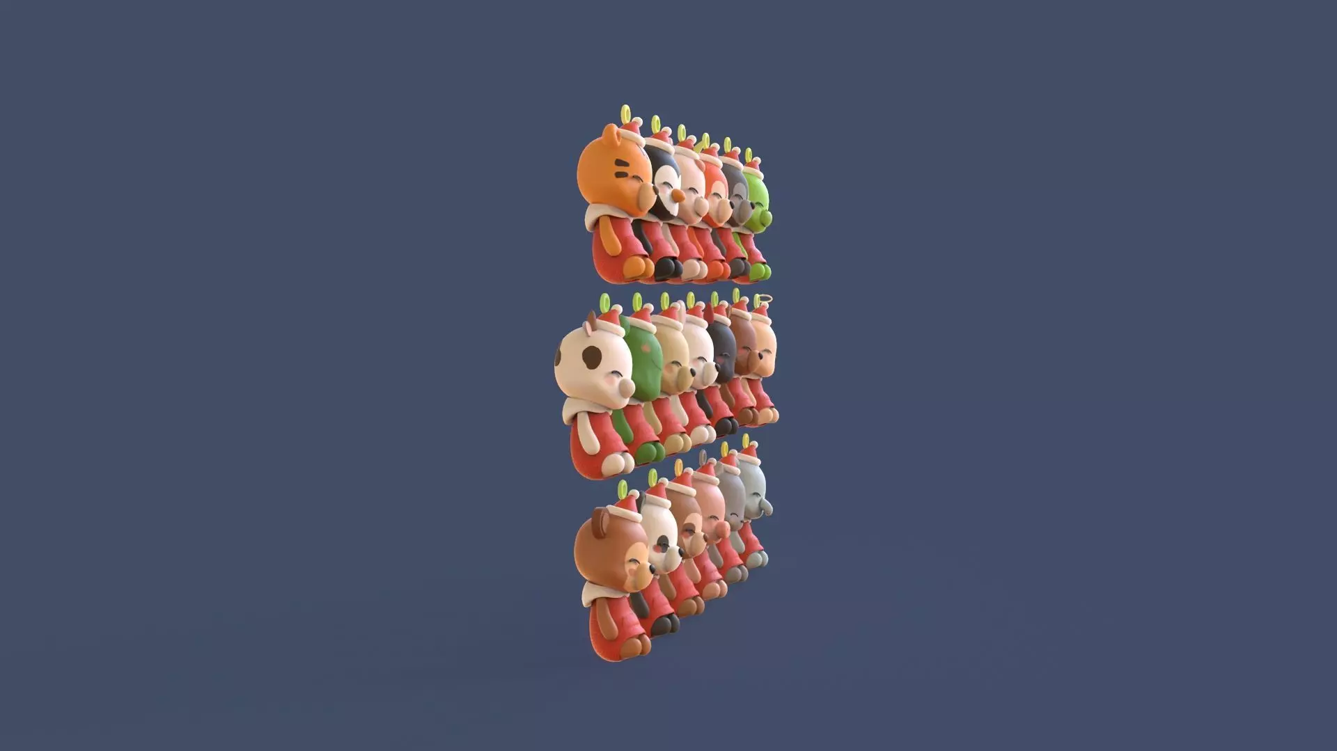 Cute Animal Christmas Hanging Ornaments Low-poly 3D model_6