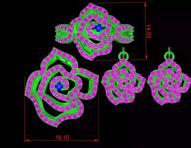 jewelry set flower full stone diamond