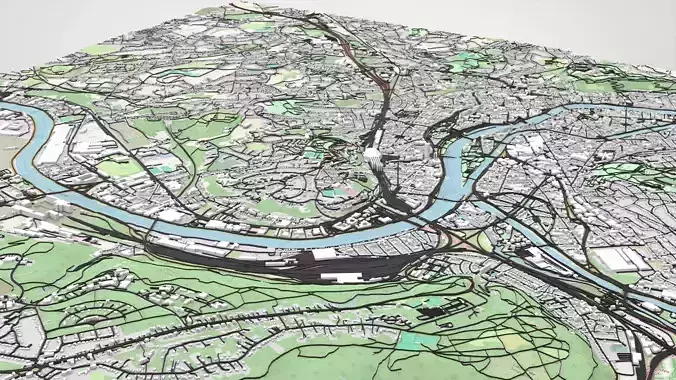 Cityscape Liege Belgium 3D model 7