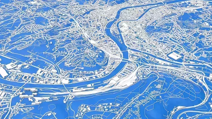 Cityscape Liege Belgium 3D model 6
