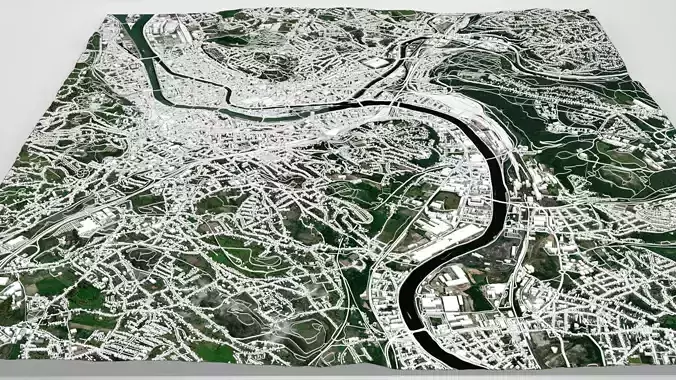 Cityscape Liege Belgium 3D model 2