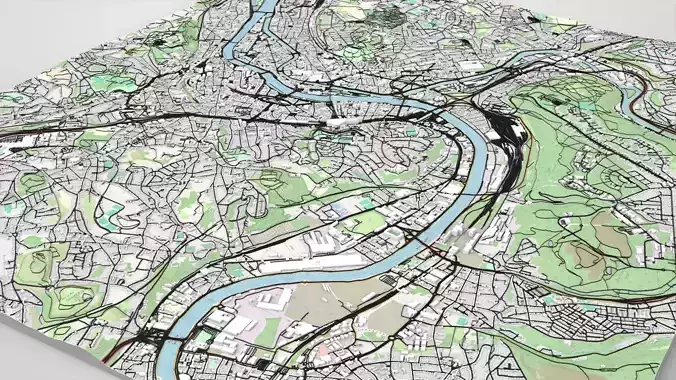 Cityscape Liege Belgium 3D model 4