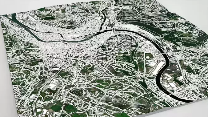 Cityscape Liege Belgium 3D model 5
