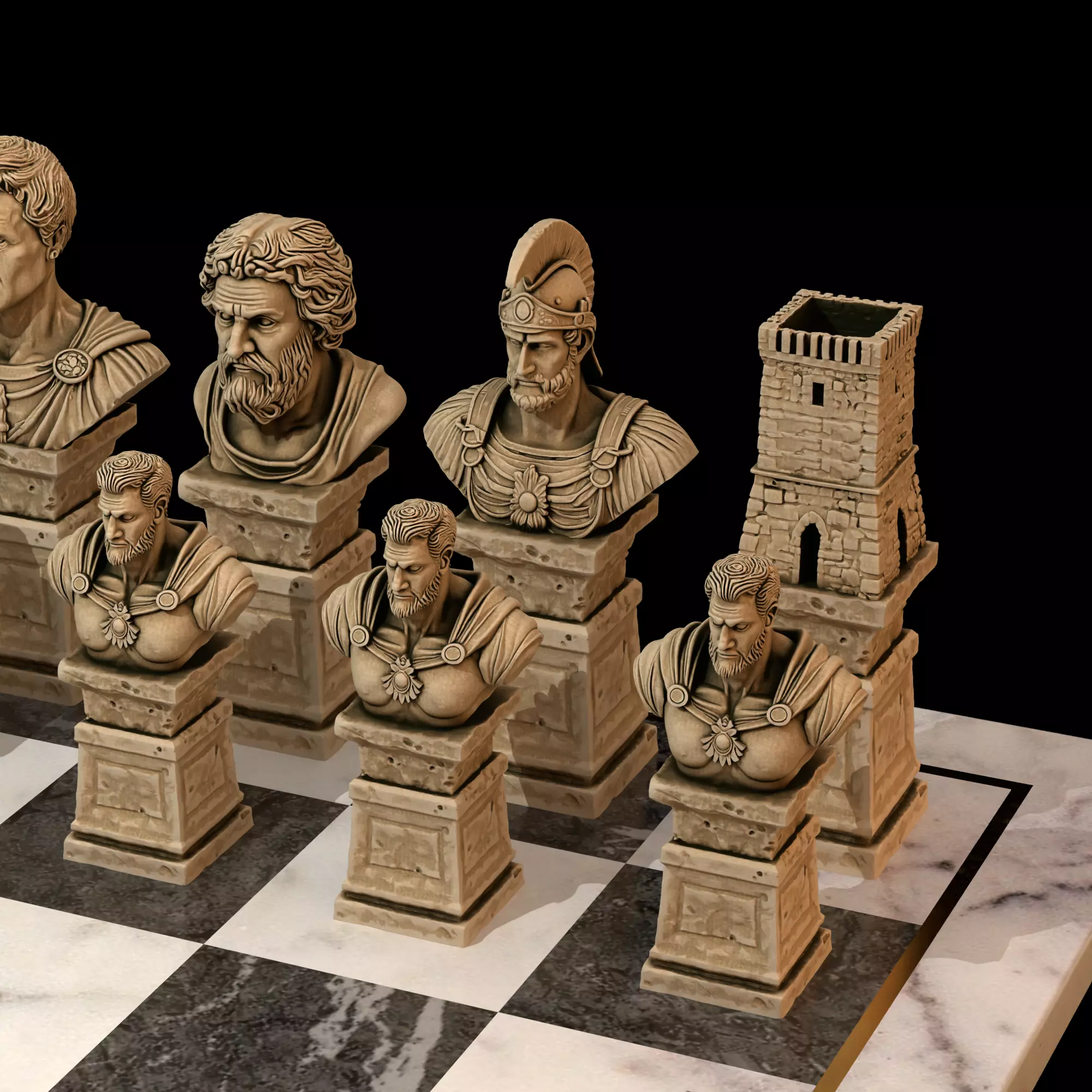 Ancient Rome Chess Set Julius Caesar Legionary Marcus Aurelius 3D print model_27