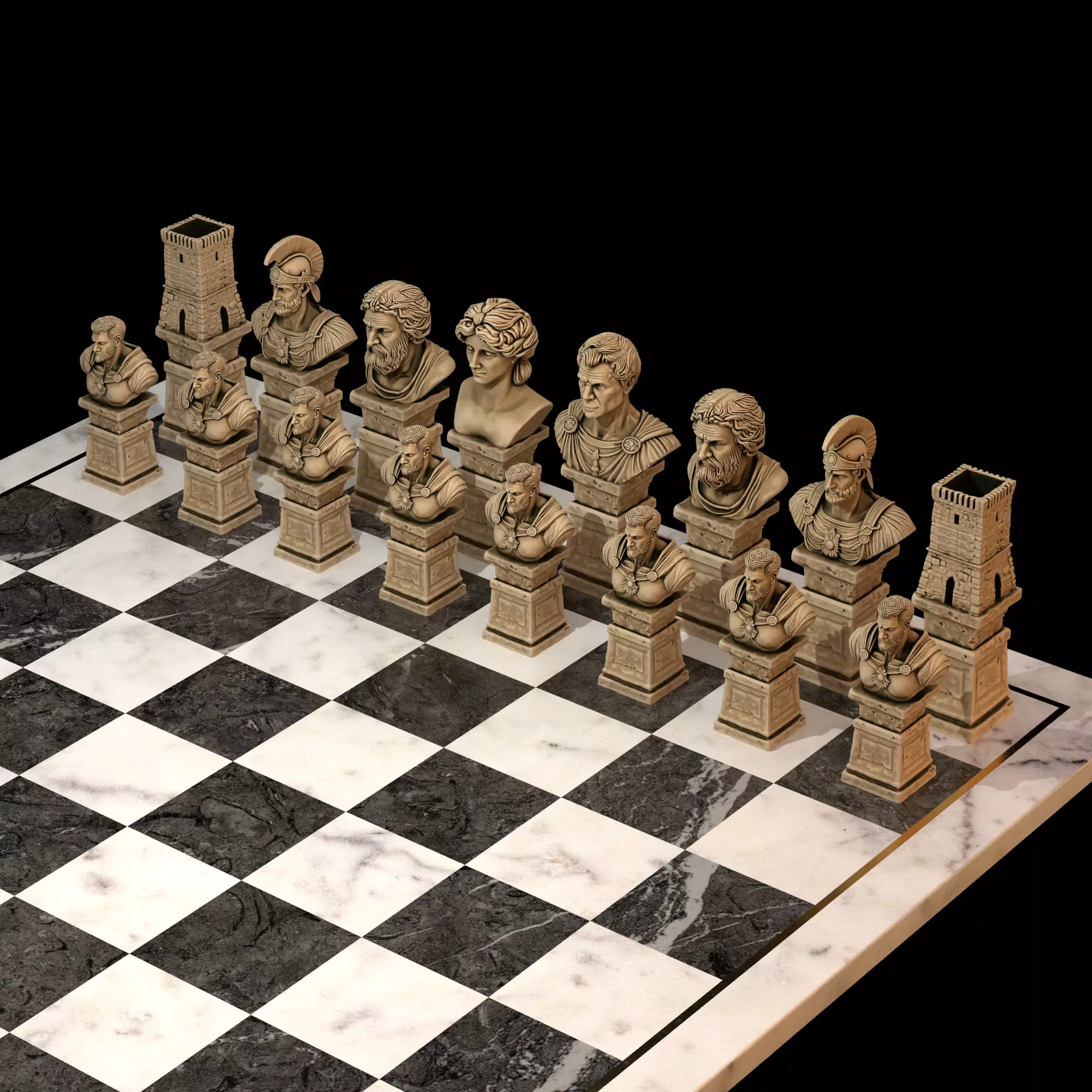 Ancient Rome Chess Set Julius Caesar Legionary Marcus Aurelius 3D print model_9