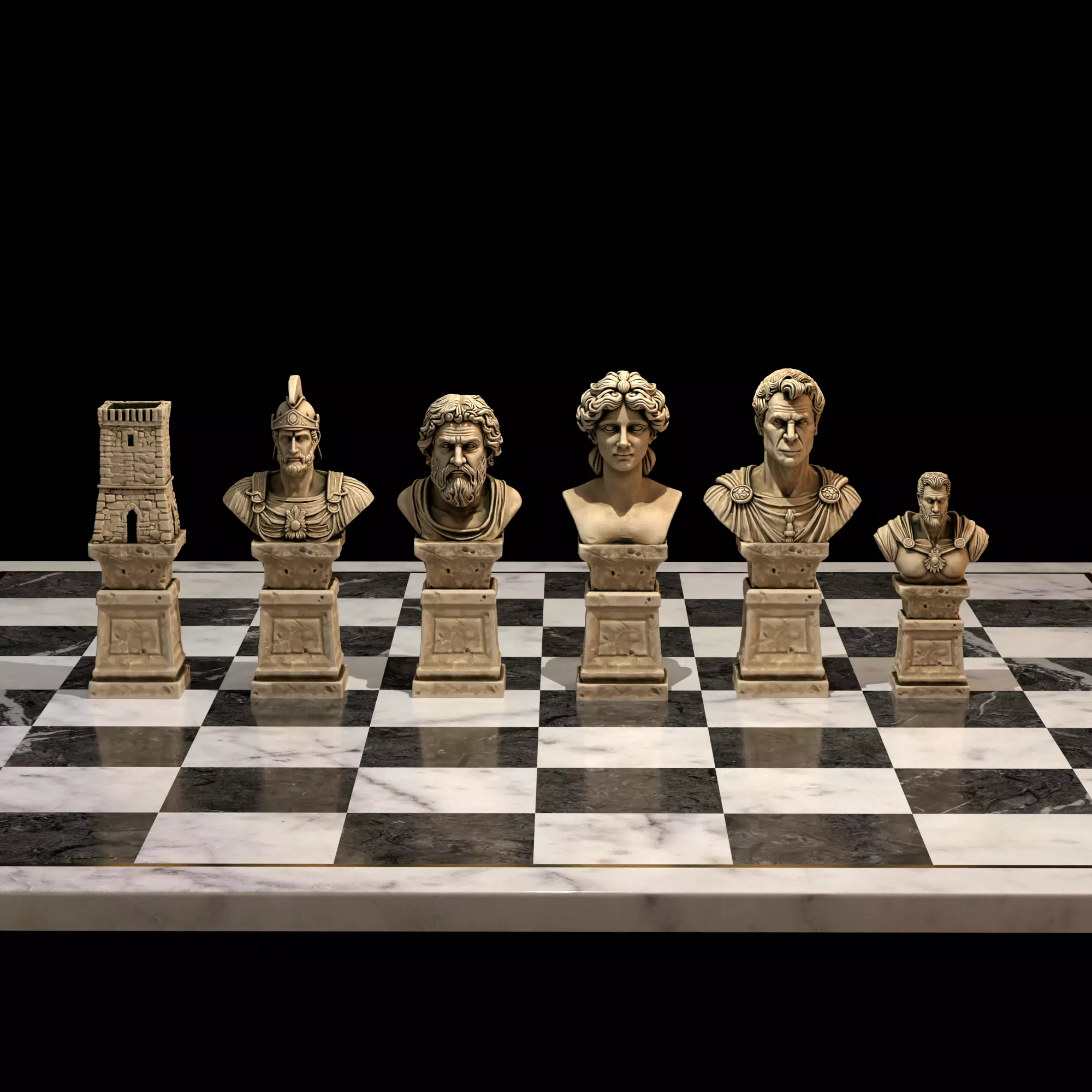Ancient Rome Chess Set Julius Caesar Legionary Marcus Aurelius 3D print model_33