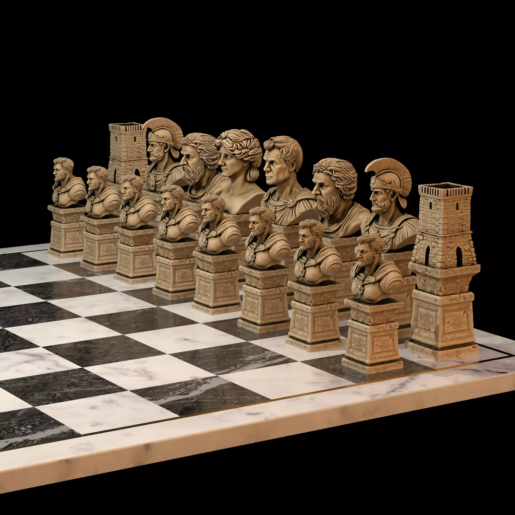 Ancient Rome Chess Set Julius Caesar Legionary Marcus Aurelius 3D print model_19