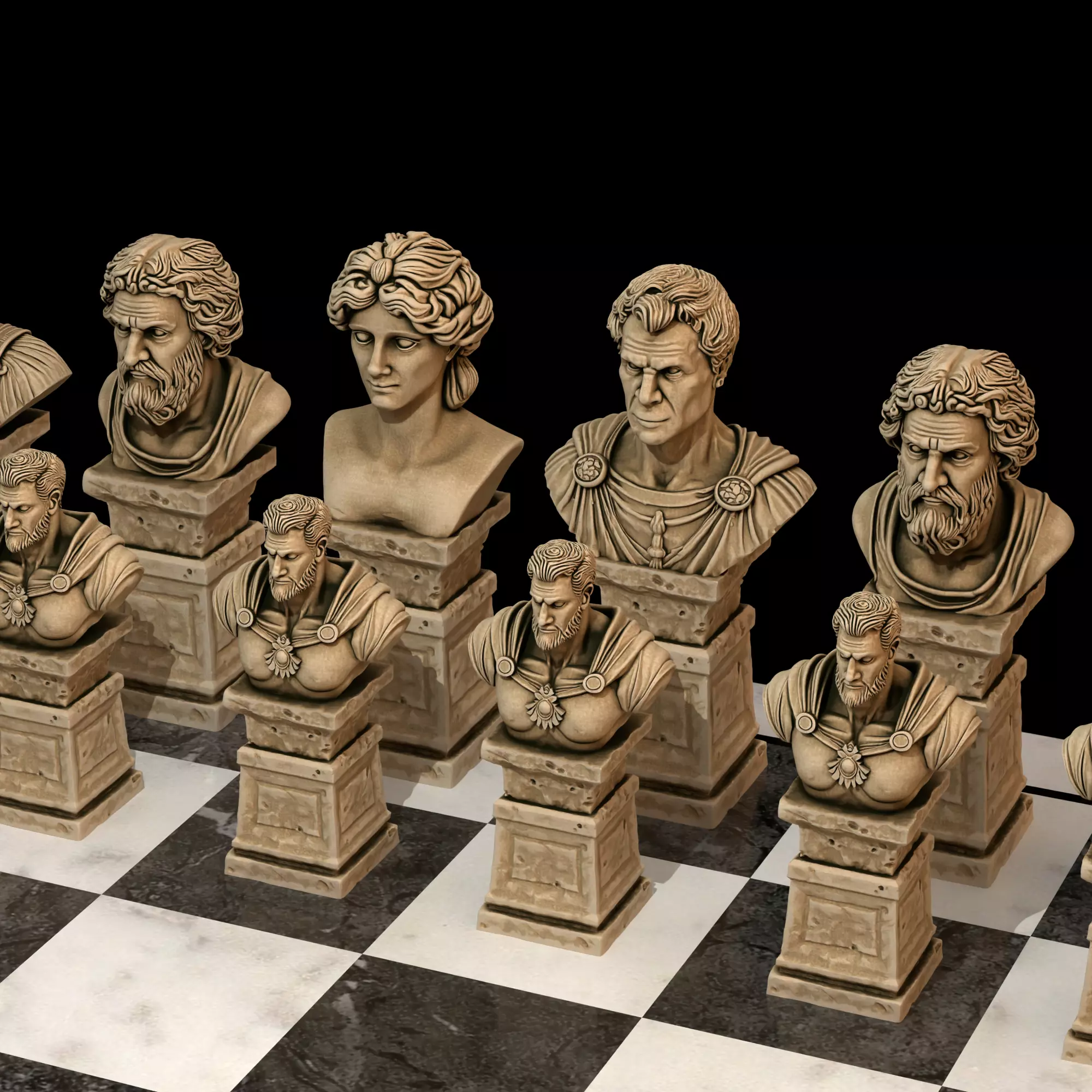Ancient Rome Chess Set Julius Caesar Legionary Marcus Aurelius 3D print model_28