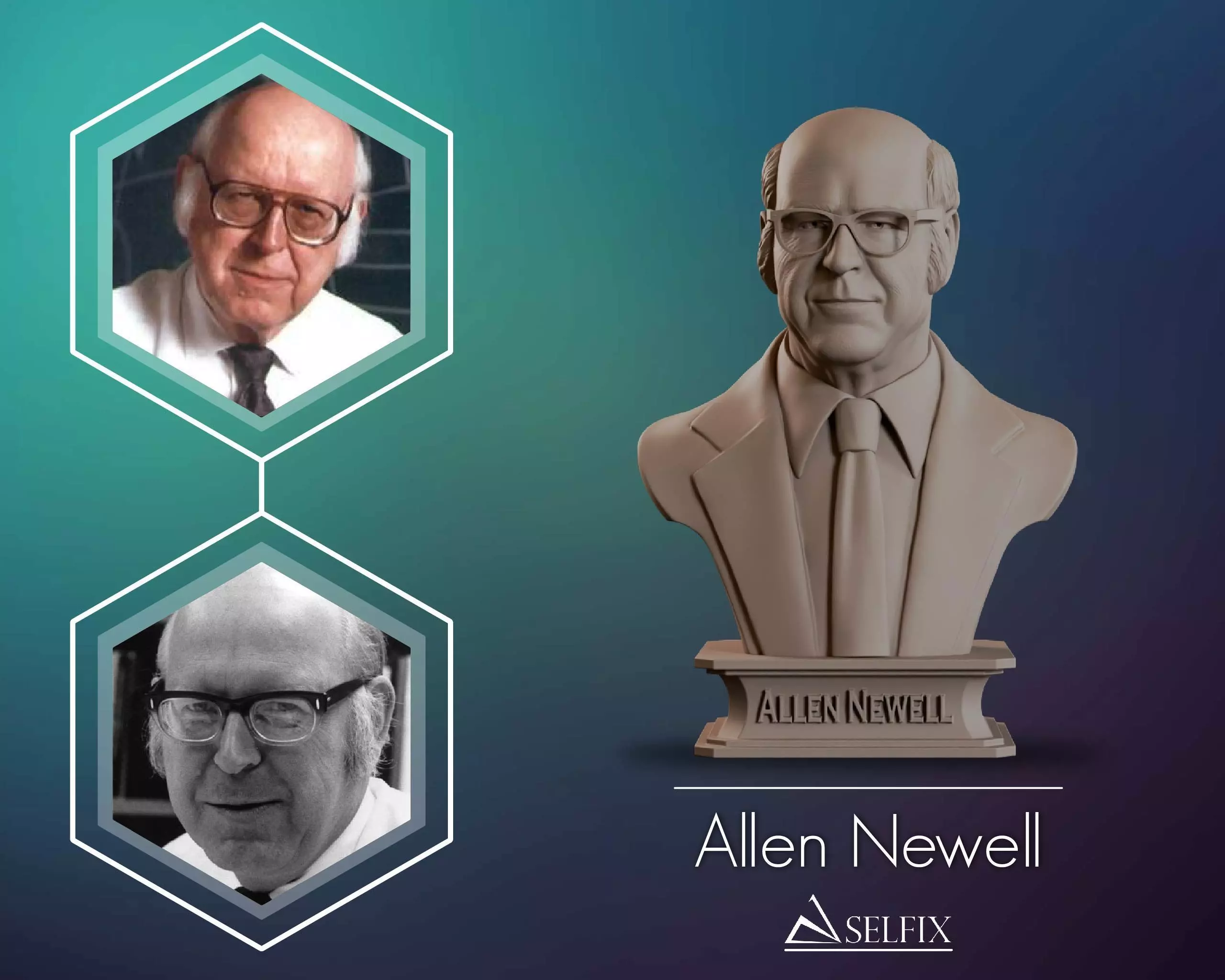 Allen Newell Bust Sculpture 3D print model_0