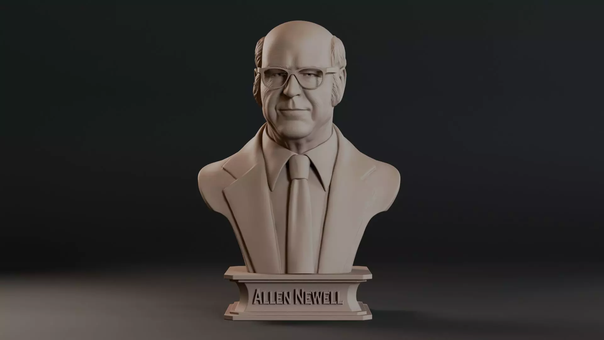 Allen Newell Bust Sculpture 3D print model_1