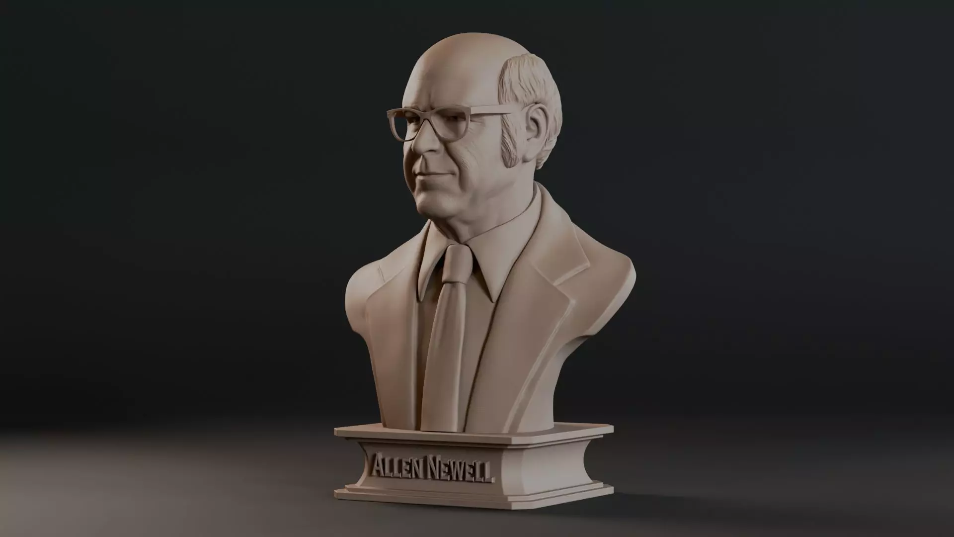 Allen Newell Bust Sculpture 3D print model_12