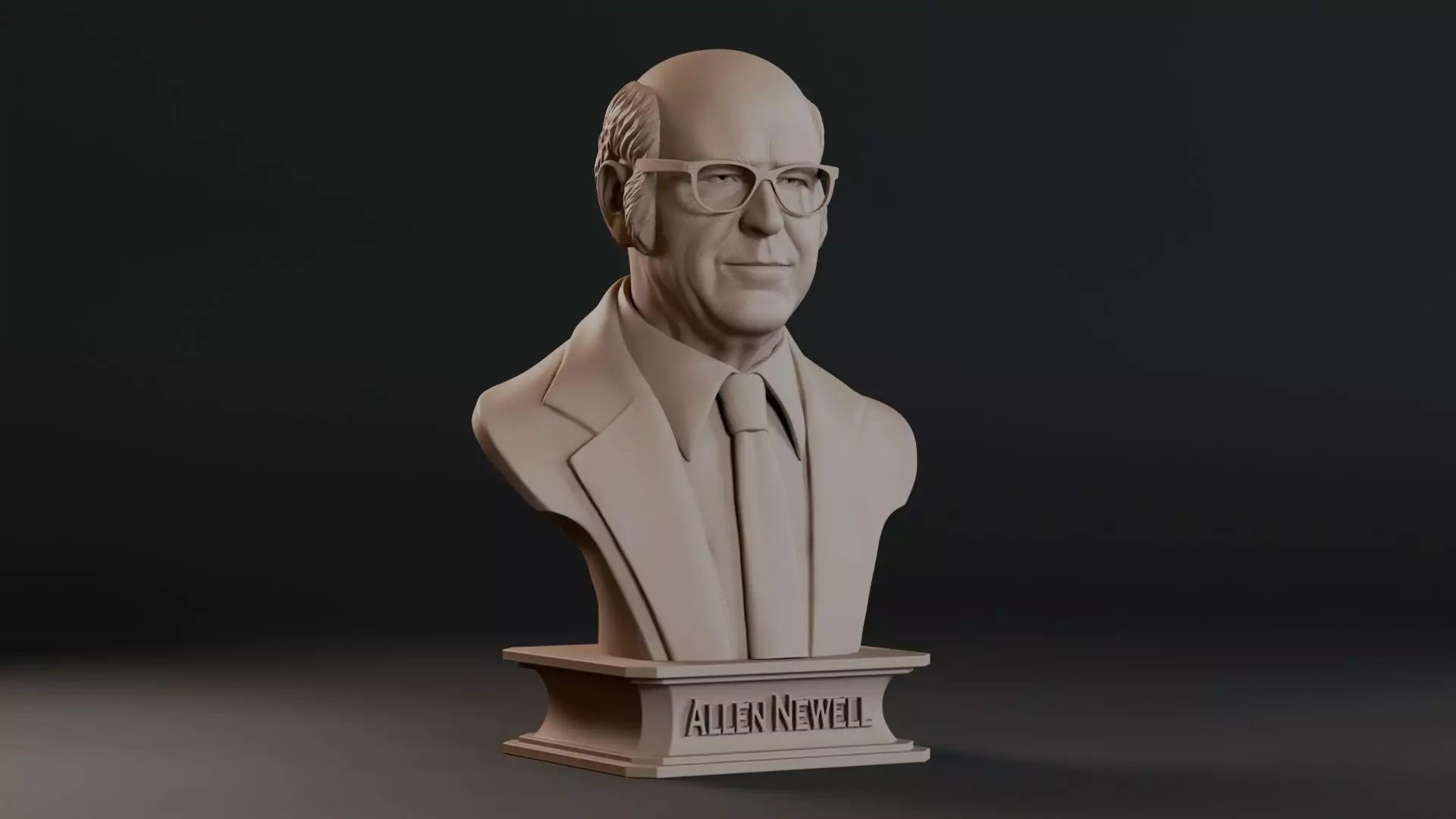 Allen Newell Bust Sculpture 3D print model_2