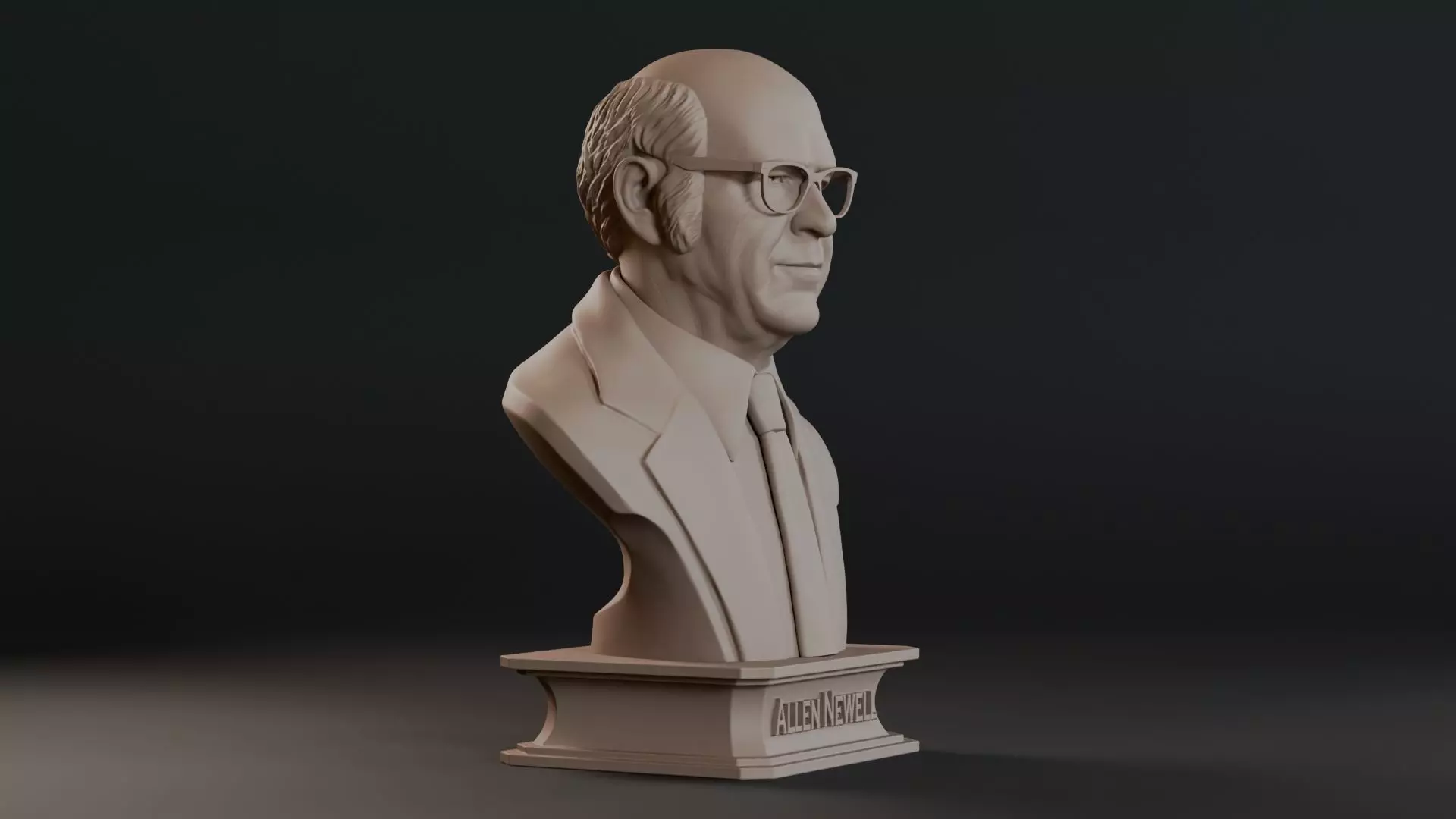 Allen Newell Bust Sculpture 3D print model_3