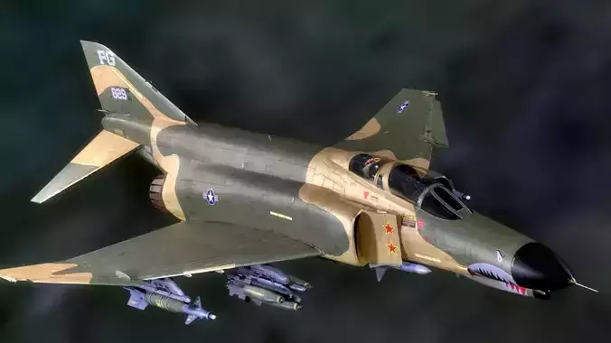 F4 Phantom 2 Forest-with Cockpit-Fully Rigged-High Resolution