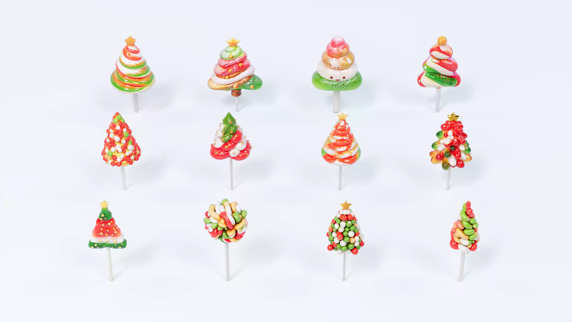 Christmas tree lollipop 3D model_0