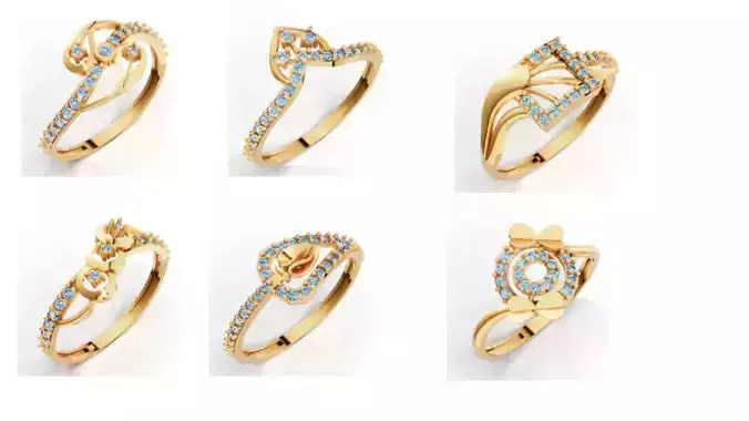 50 Lightweight Diamond Ring Bundle  Technical Paper Casting CAD