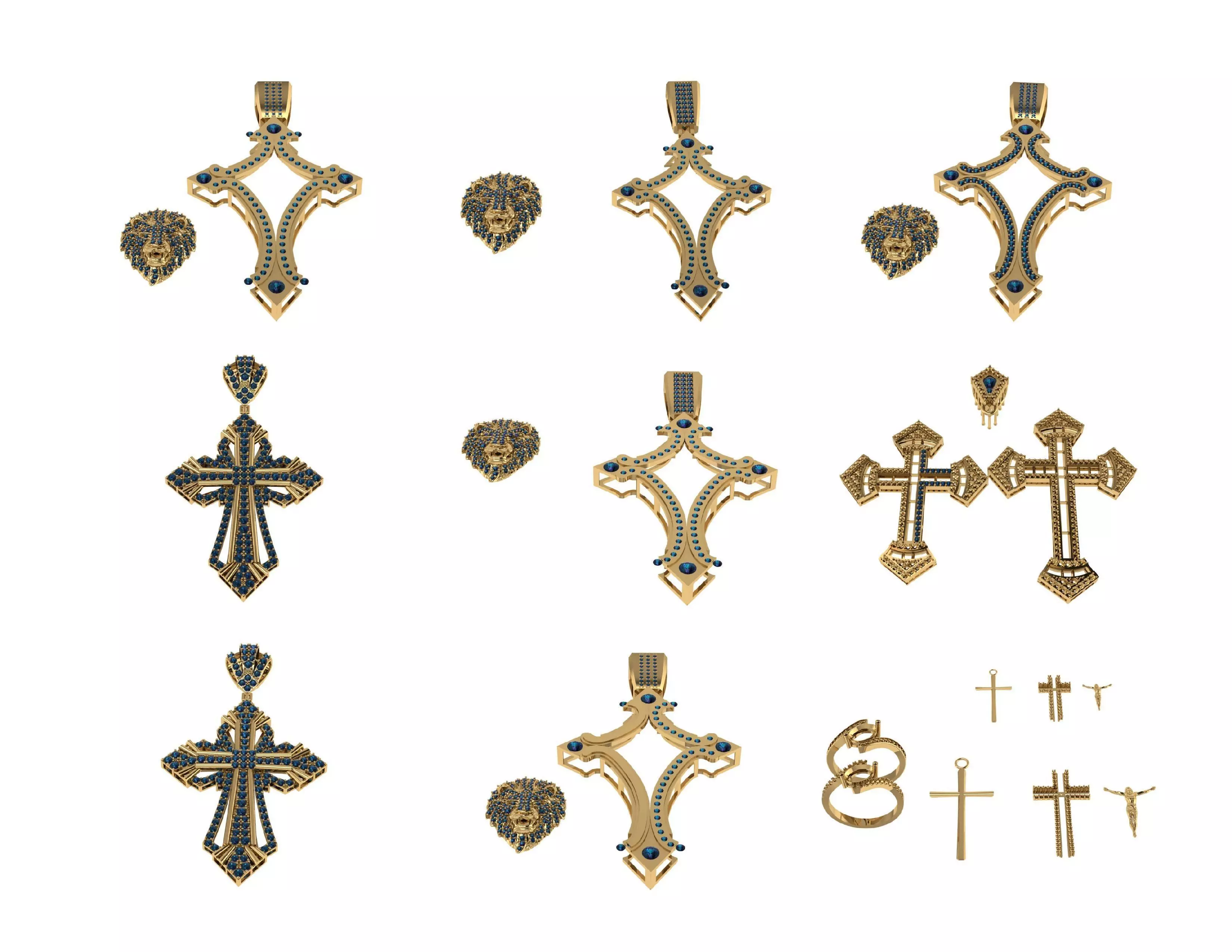 Cross Pendant 300 Designs Pack 3DM  Files Only 3D print model_11