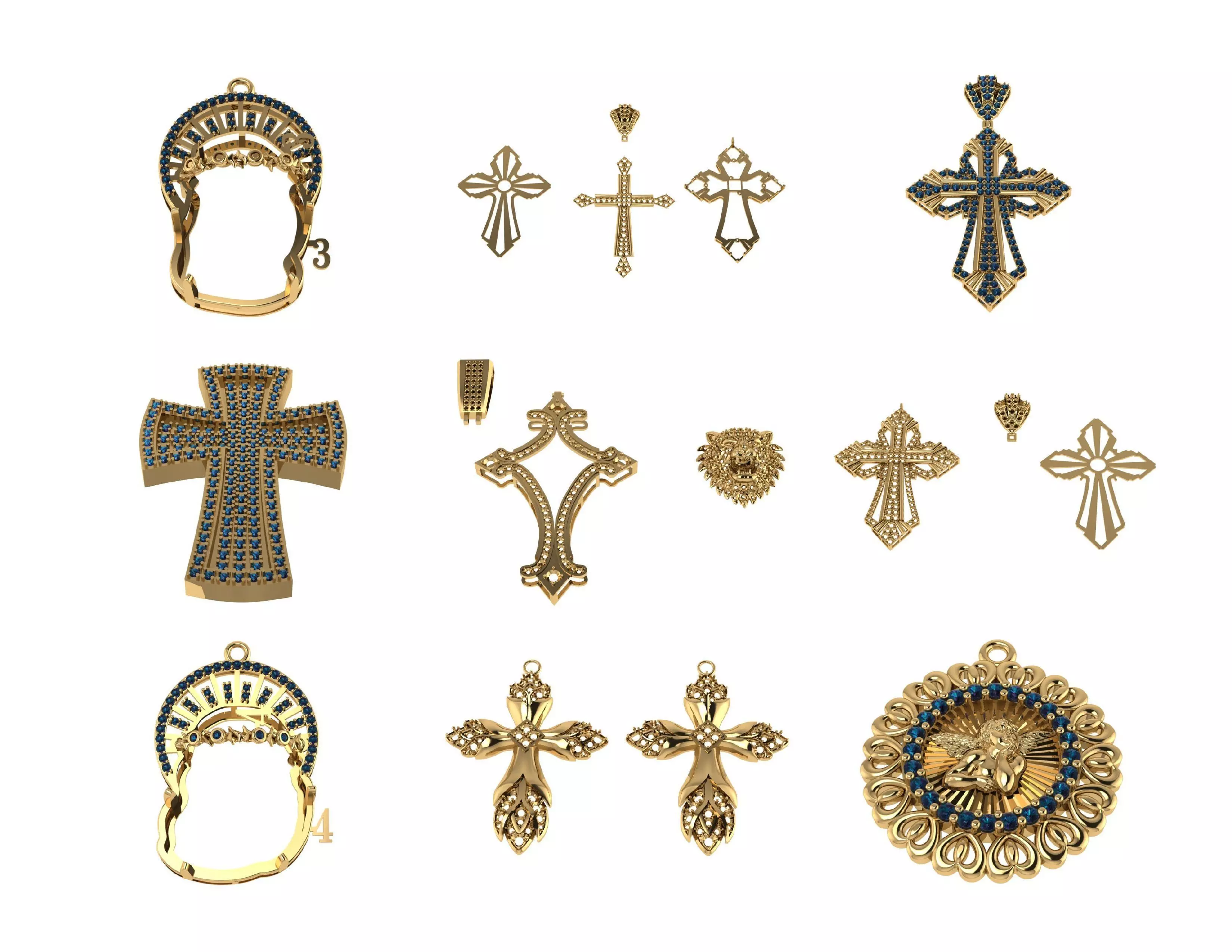 Cross Pendant 300 Designs Pack 3DM  Files Only 3D print model_10