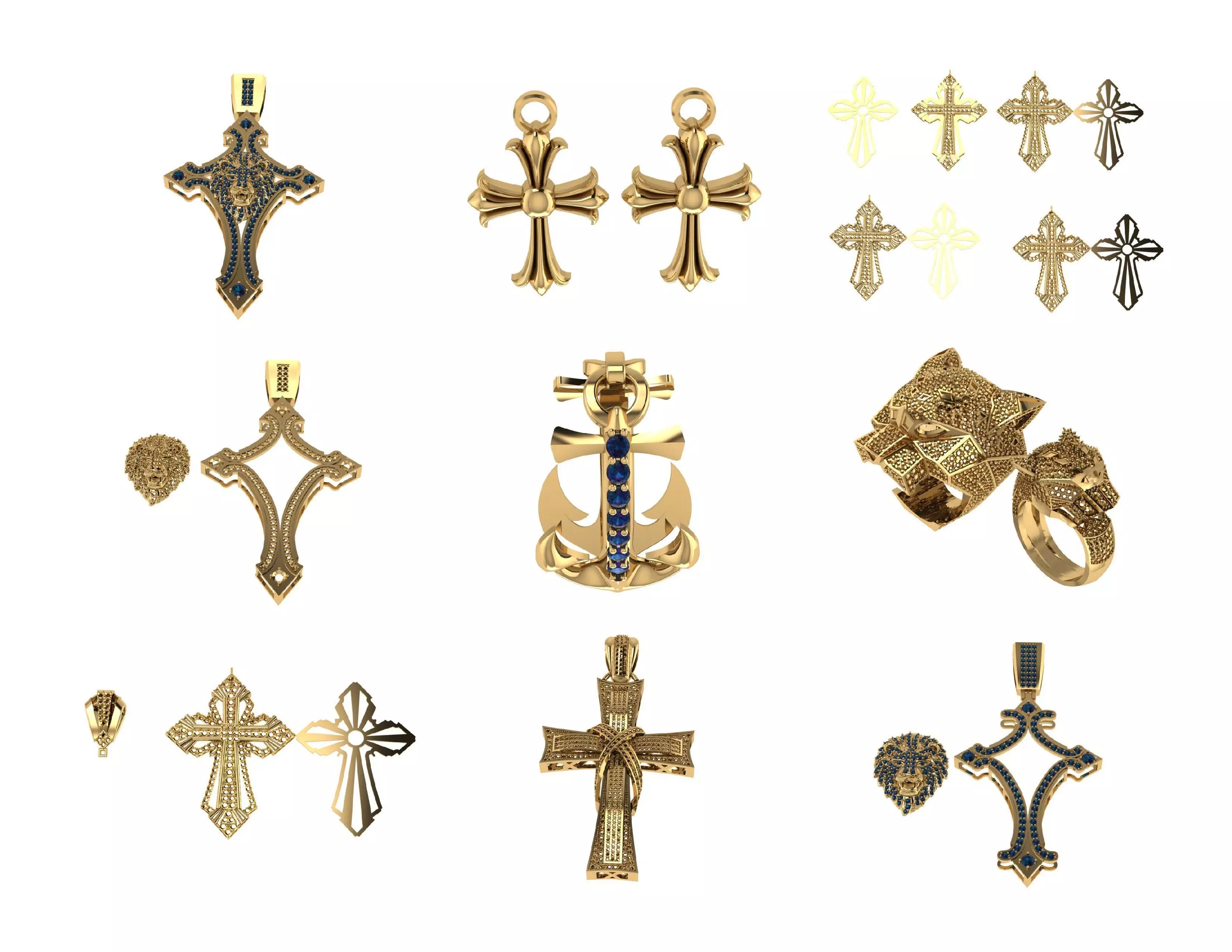 Cross Pendant 300 Designs Pack 3DM  Files Only 3D print model_12
