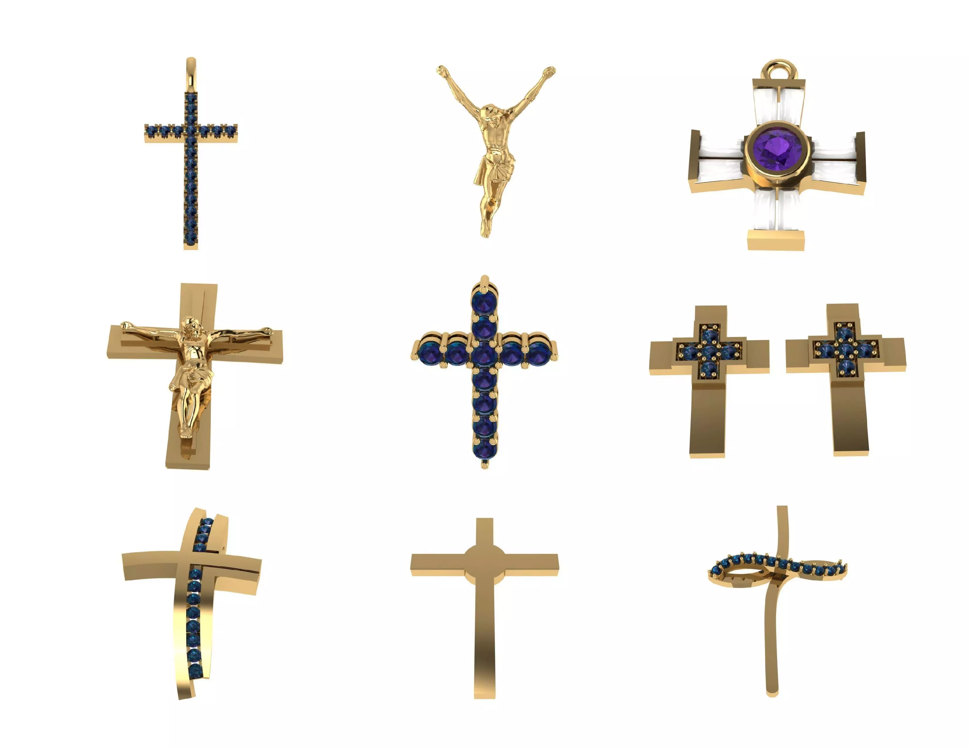 Cross Pendant 300 Designs Pack 3DM  Files Only 3D print model_3