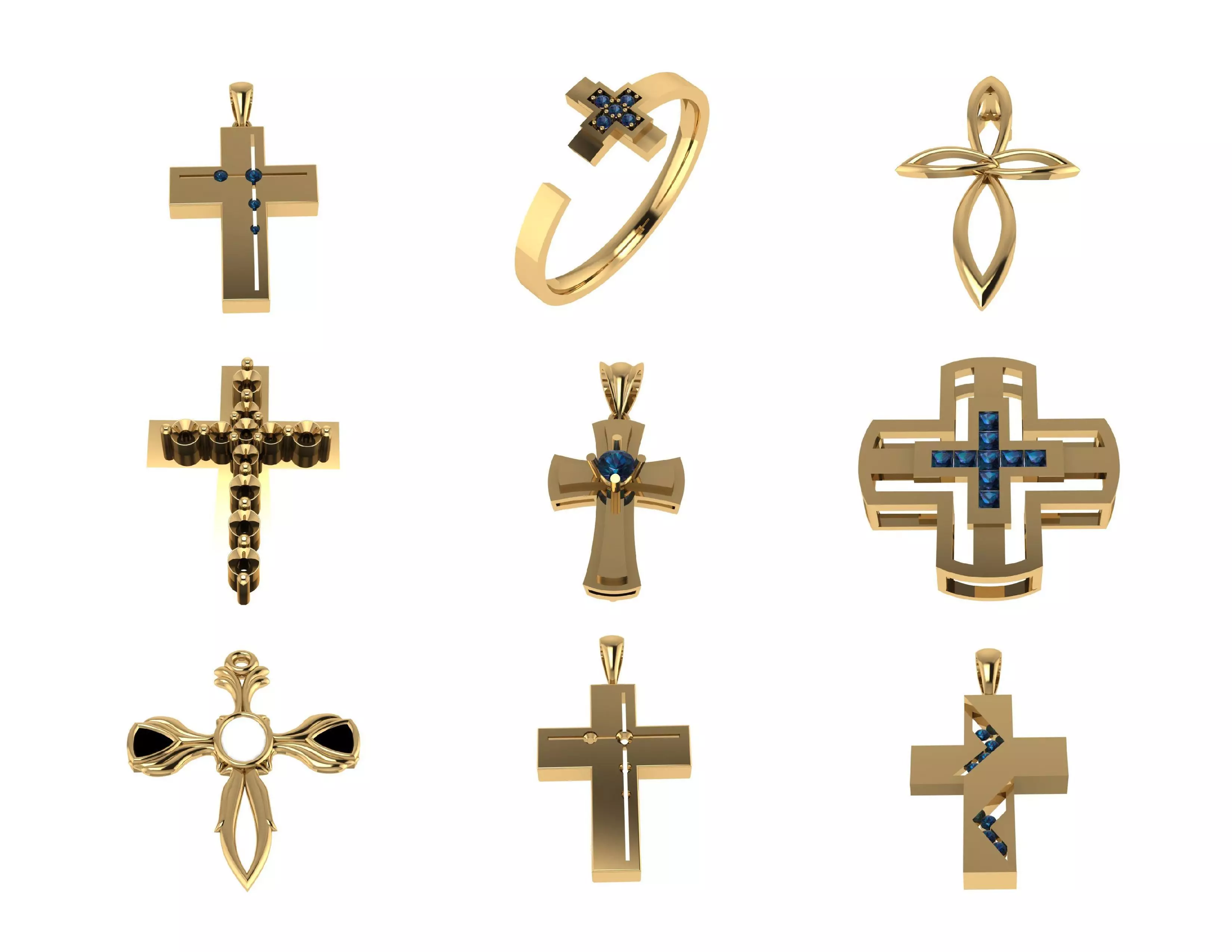 Cross Pendant 300 Designs Pack 3DM  Files Only 3D print model_2