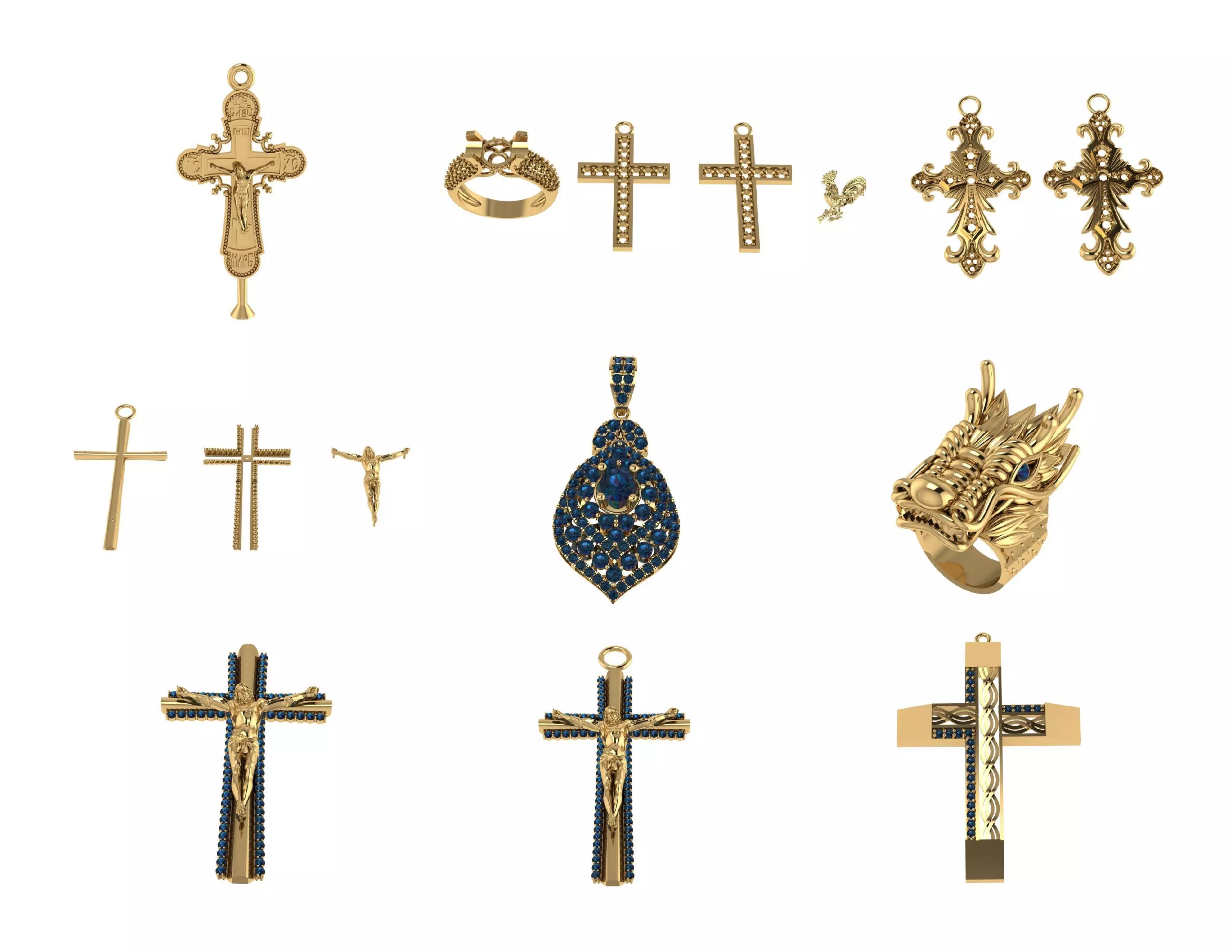 Cross Pendant 300 Designs Pack 3DM  Files Only 3D print model_7