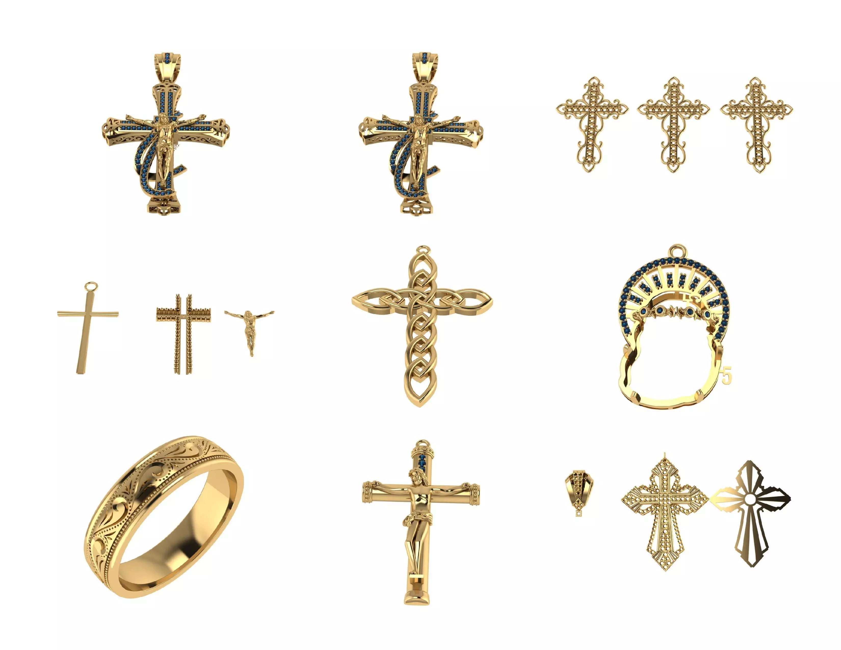 Cross Pendant 300 Designs Pack 3DM  Files Only 3D print model_9