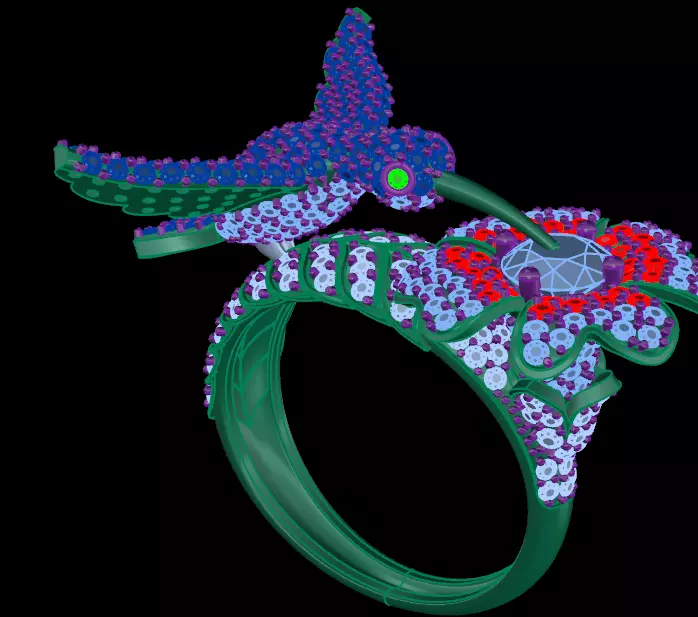 RING BIRD FLOWER DIAMOND 3D print model_2