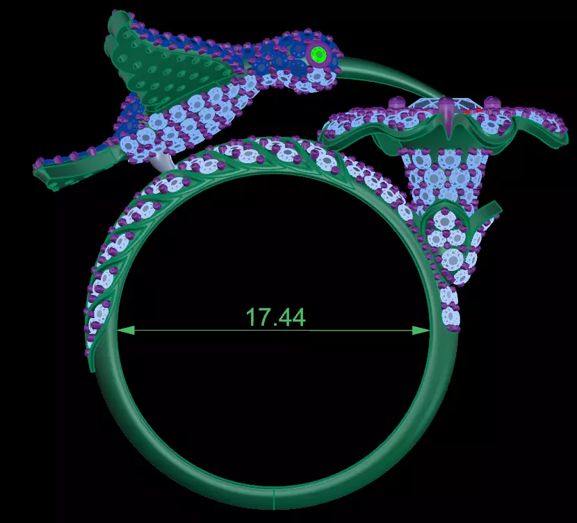 RING BIRD FLOWER DIAMOND 3D print model_0