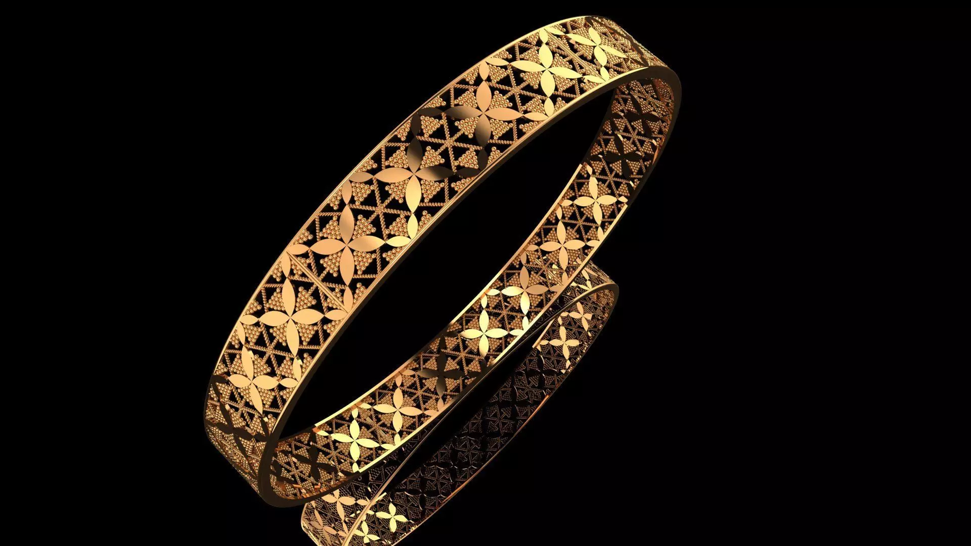 1246 High-Shine Curved Panel Filigree Bangle 10gm 3D print model