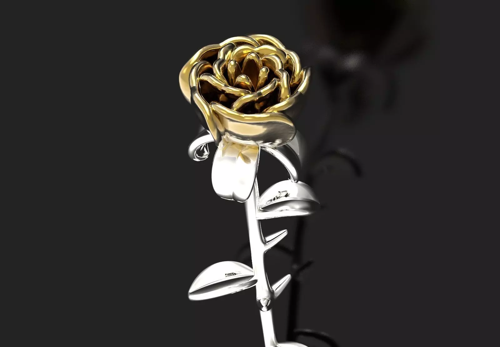 STL 3D gold rose model sj0026 3D print model_9