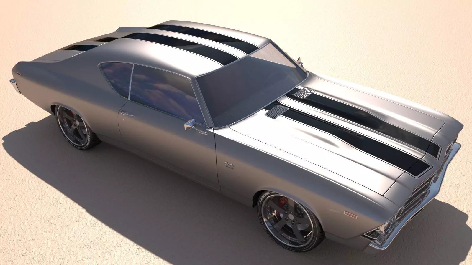 Chevrolet Chevelle SS 369 Black Stripes 1969 3D model_7