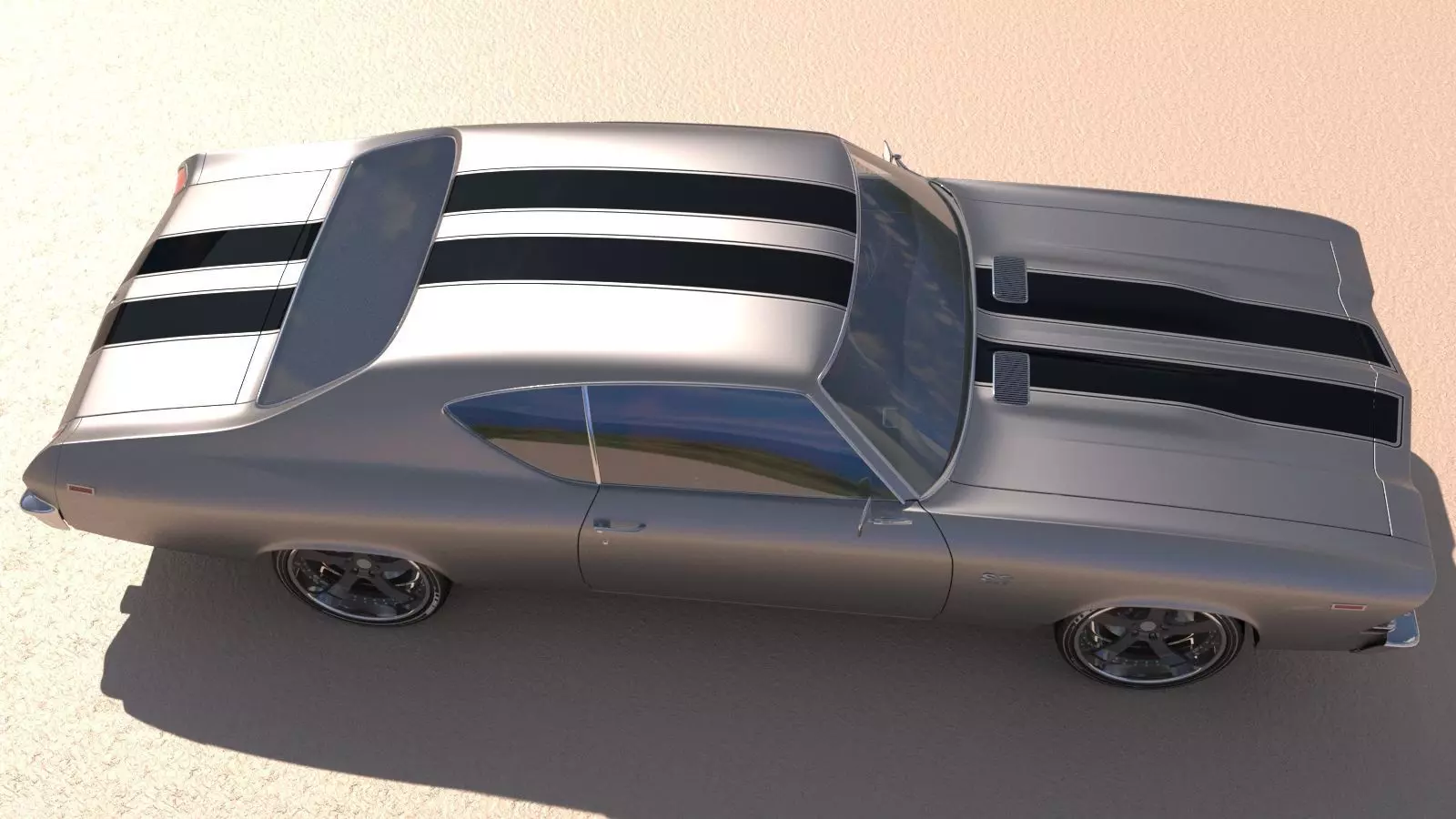 Chevrolet Chevelle SS 369 Black Stripes 1969 3D model_8